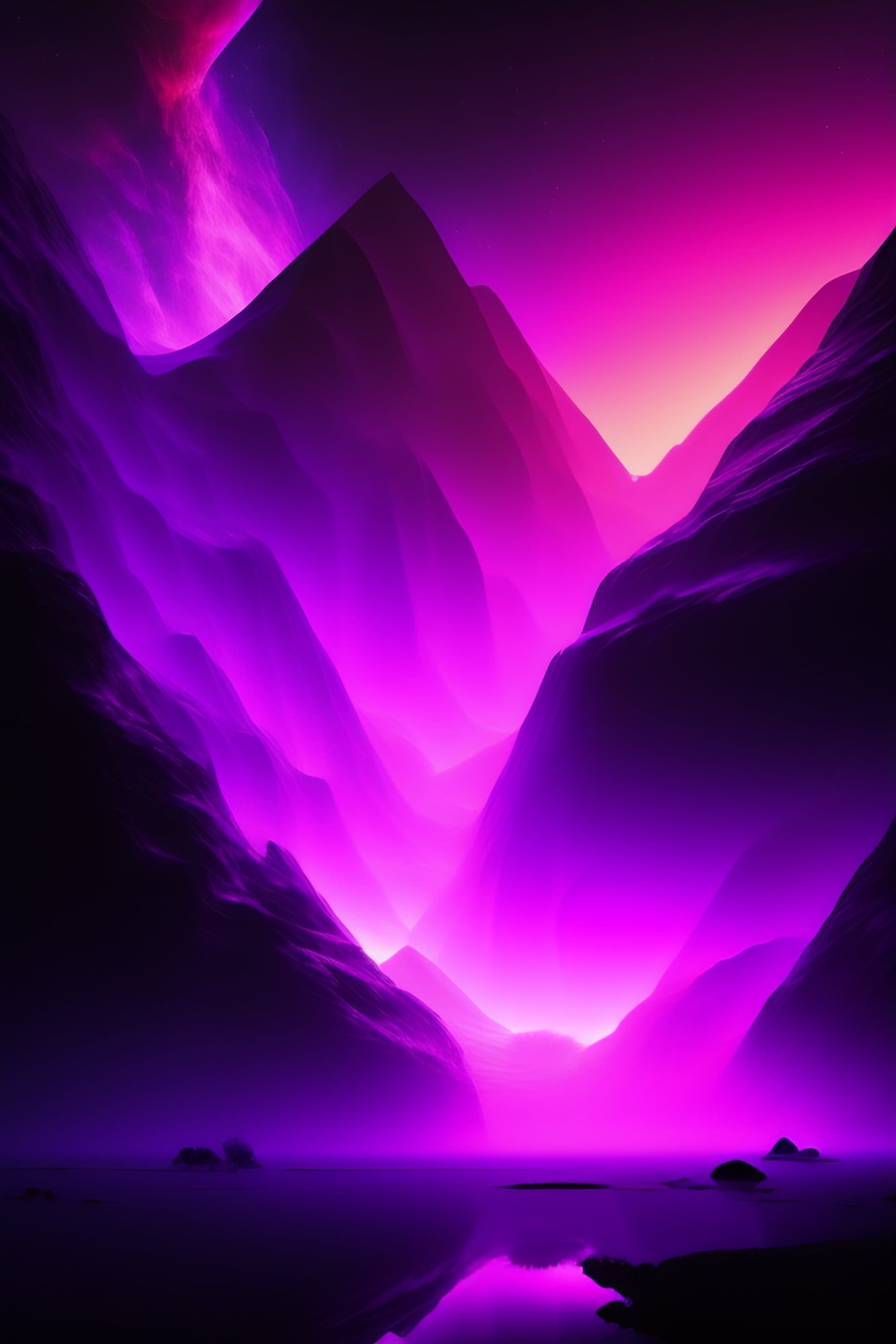 Neon Mountains - Pro phone wallpaper