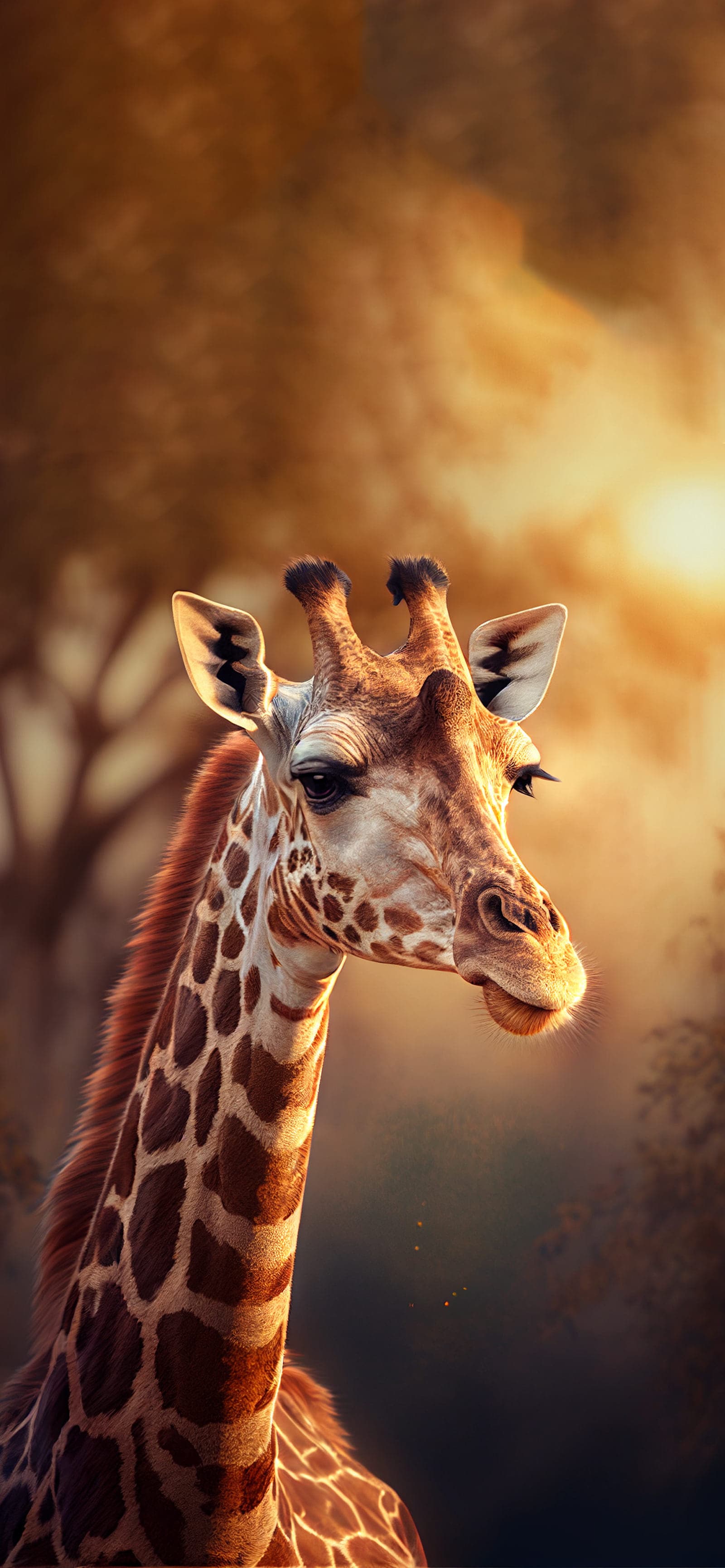 Giraffe Sunny Portrait - Pro phone wallpaper