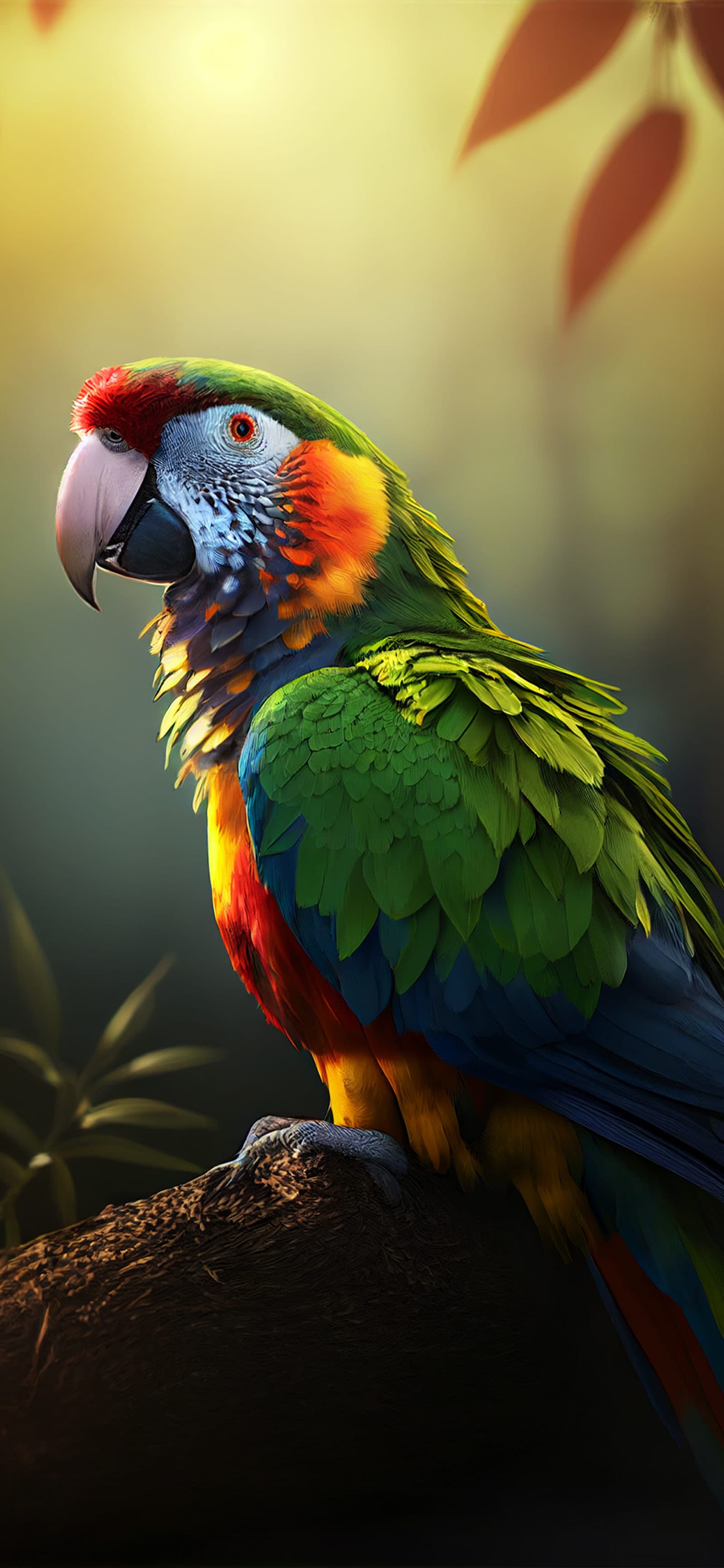 Vibrant Parrot Perch - Pro phone wallpaper