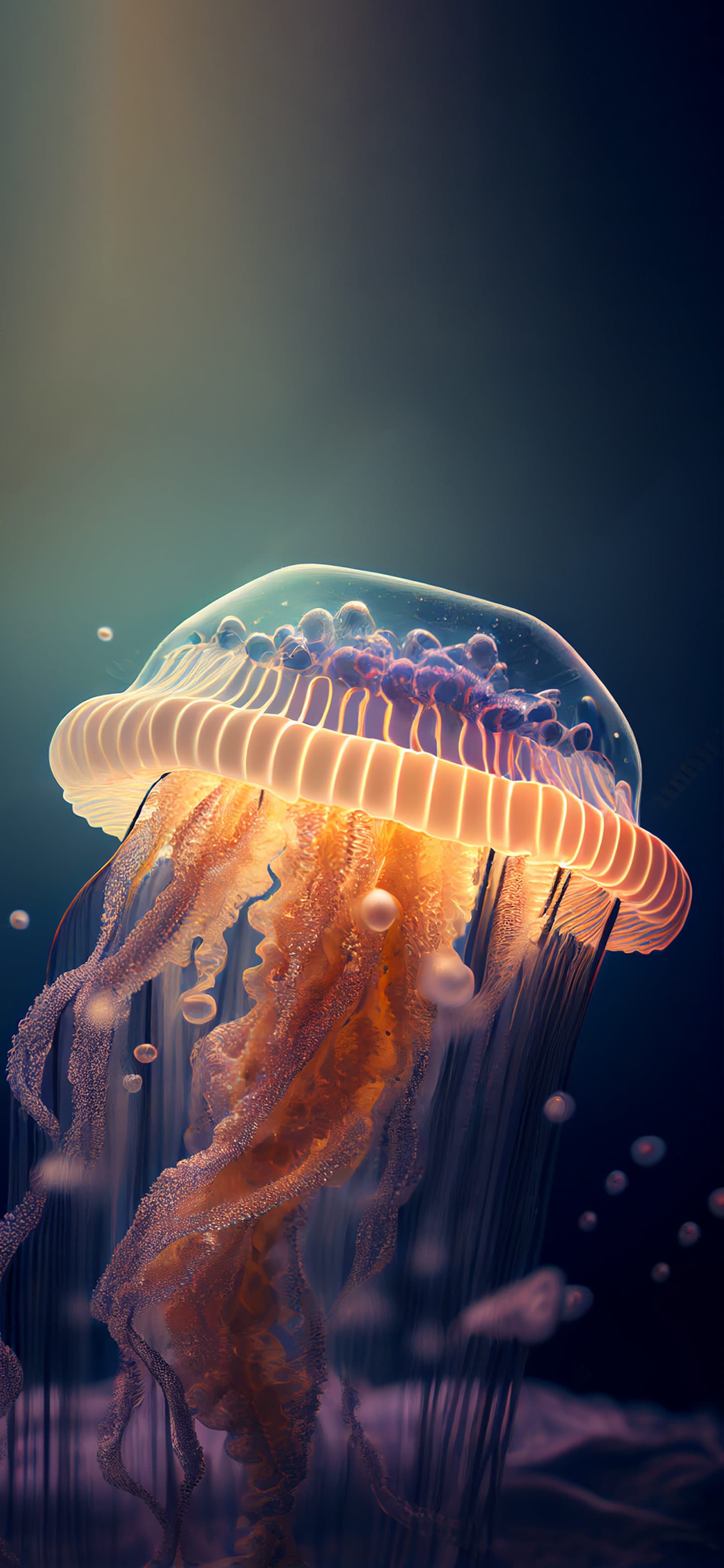 Glowing Jellyfish Bloom - Pro phone wallpaper