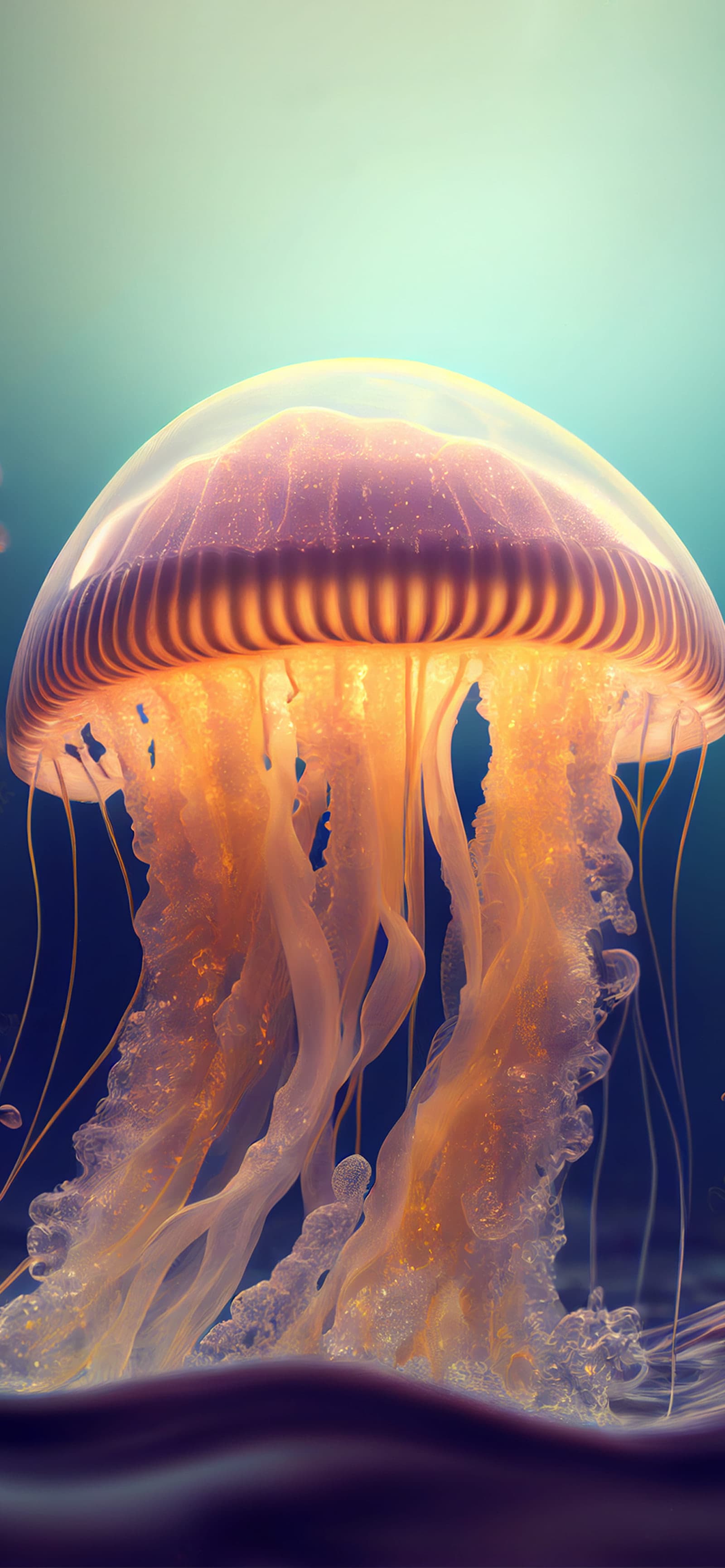 Glowing Jellyfish Bloom - Pro phone wallpaper