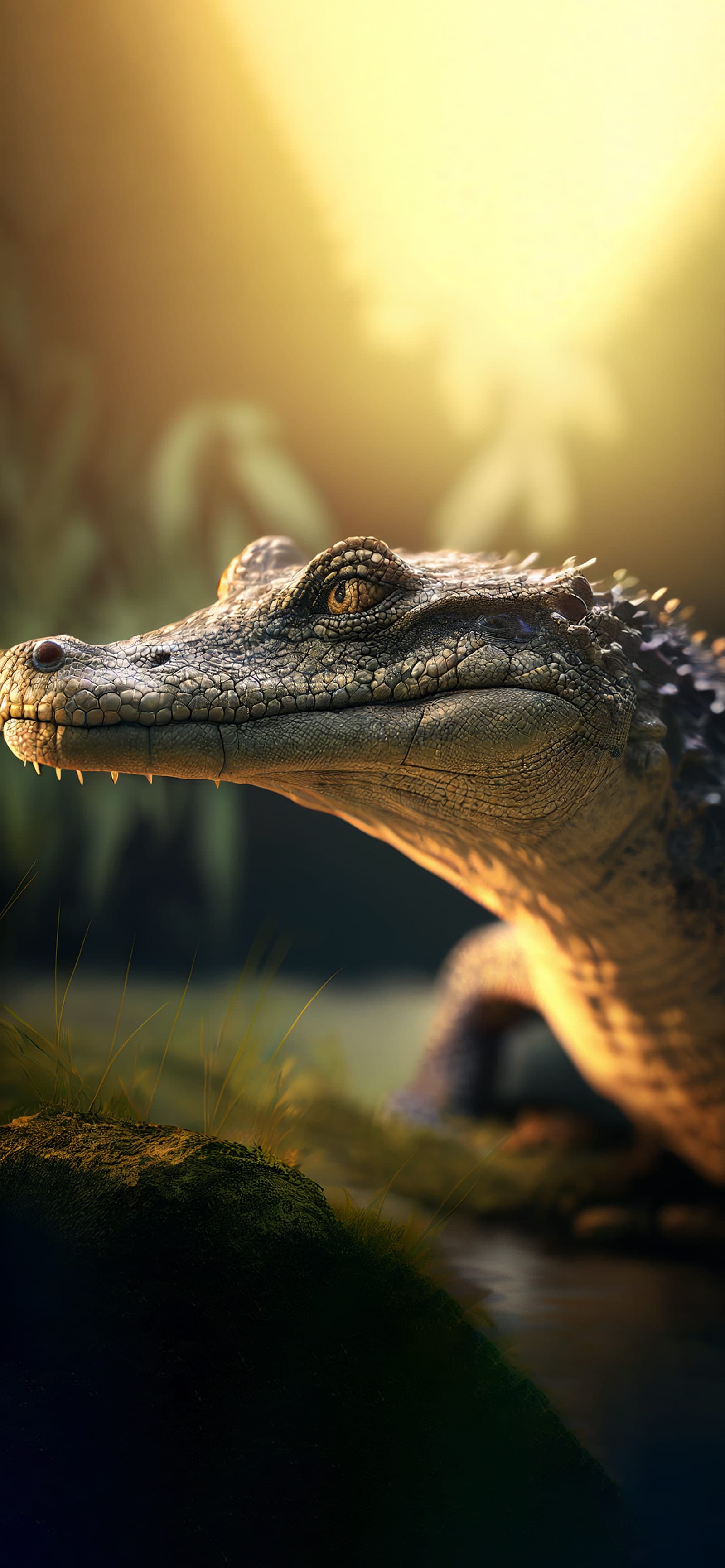 Alligator Sunbathing Portrait - Pro phone wallpaper