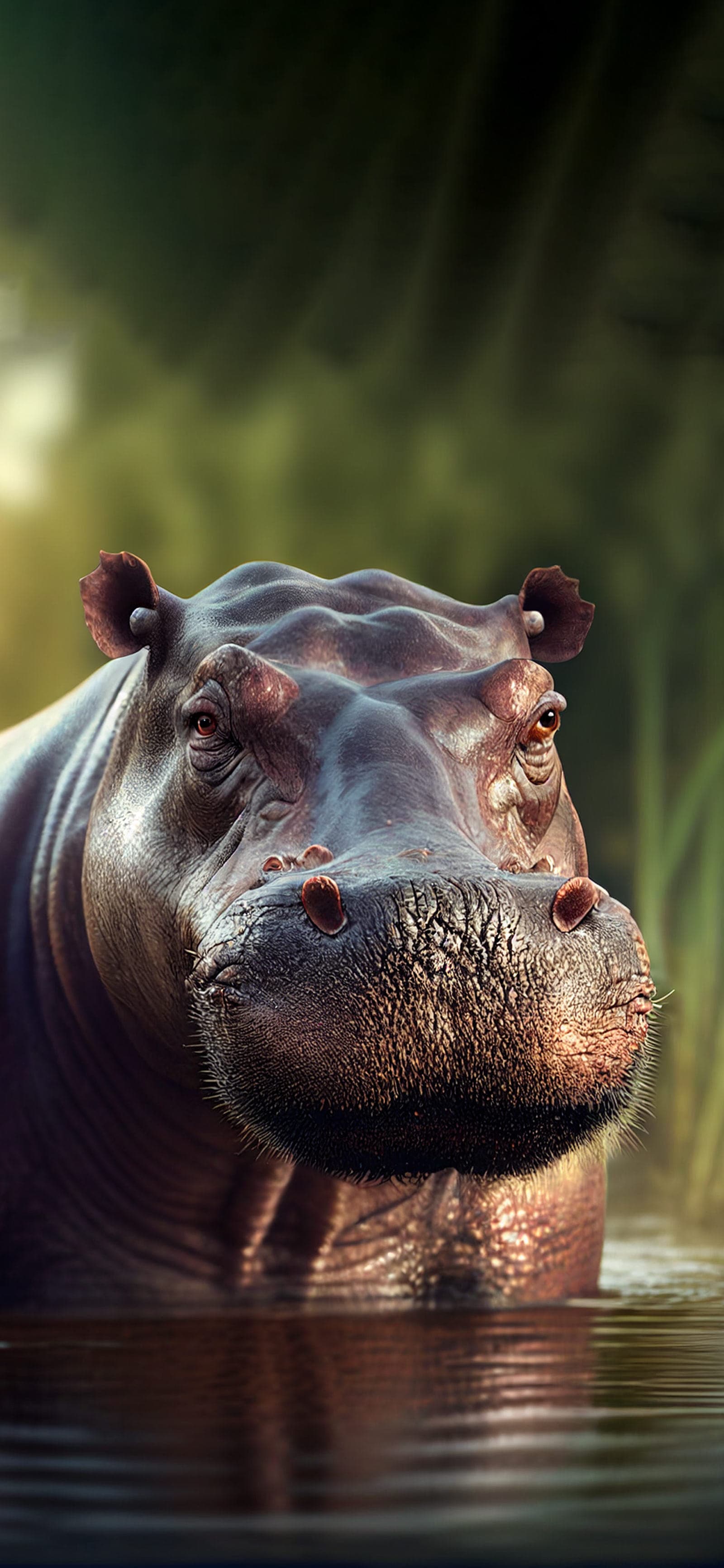 Hippo in Water - Pro phone wallpaper