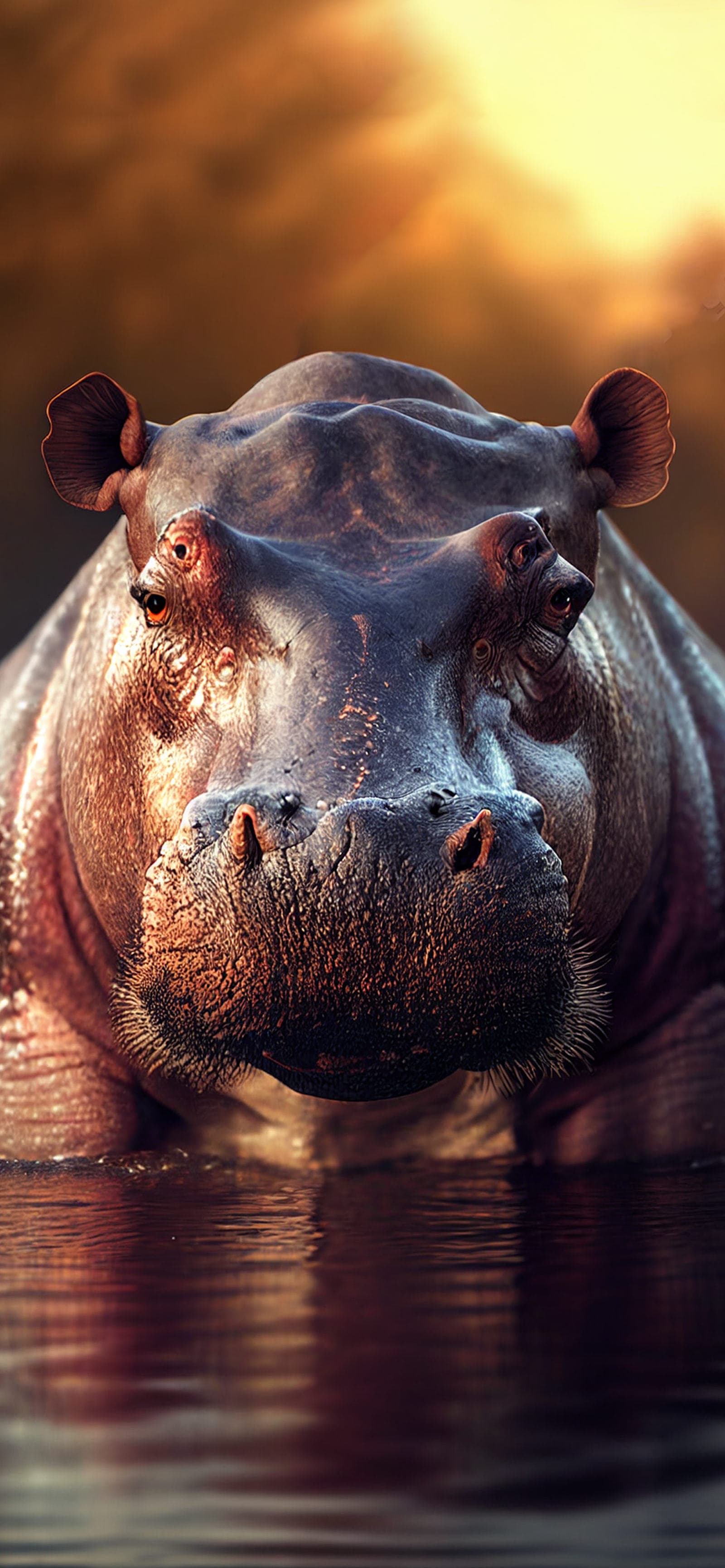 Hippo Water Portrait - Pro phone wallpaper