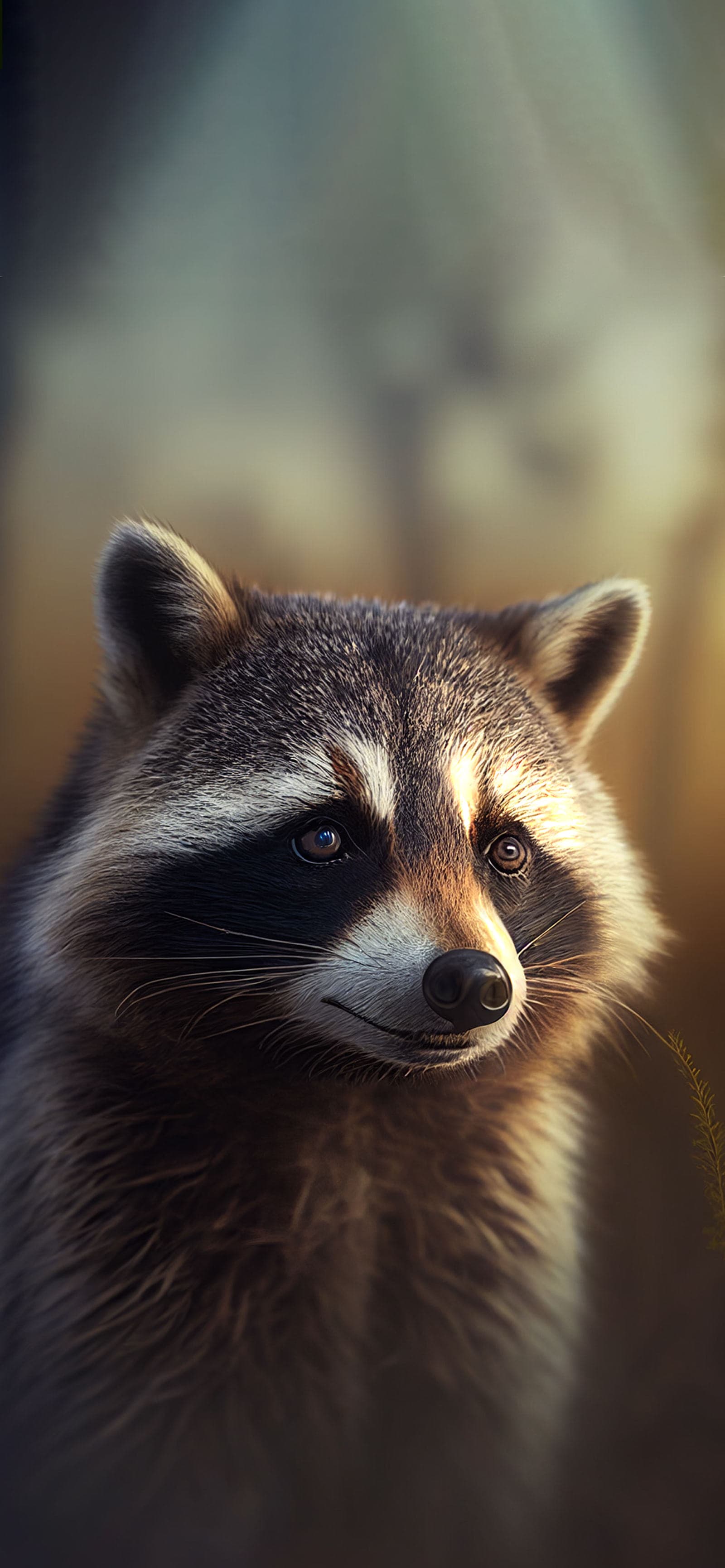 Raccoon Forest Gaze - Pro phone wallpaper