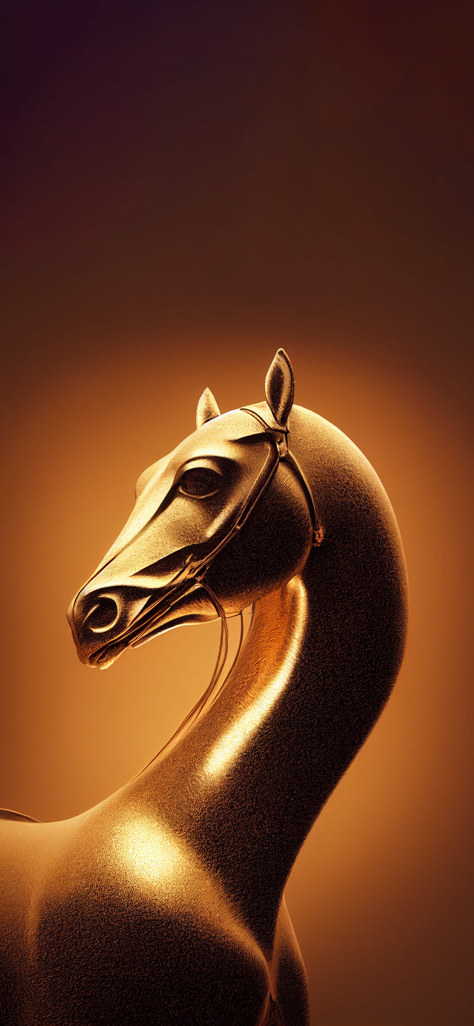 Golden Horse Sculpture - Pro phone wallpaper