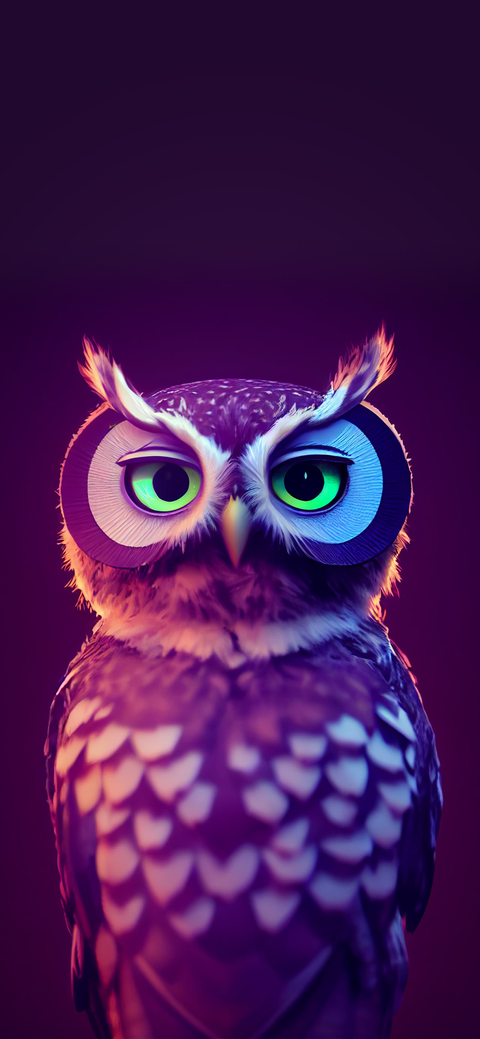 Neon Owl Gaze - Pro phone wallpaper