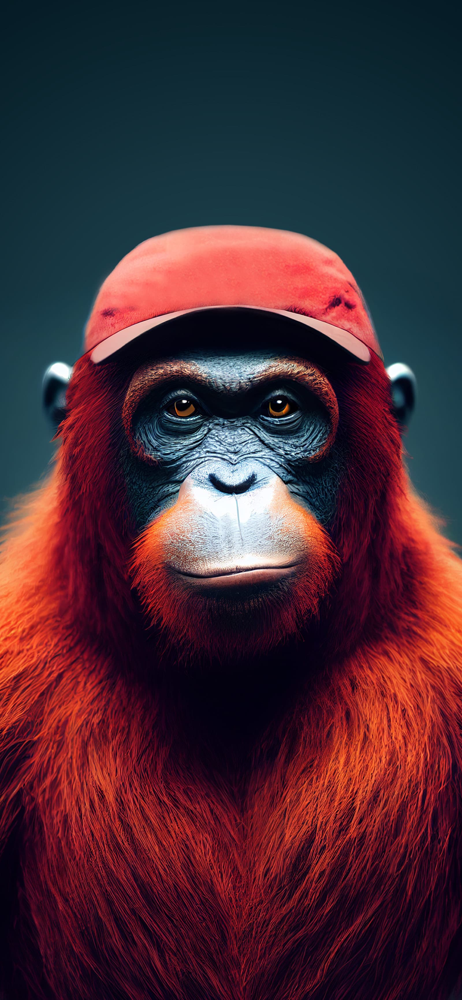 Orangutan Red Cap - Pro phone wallpaper