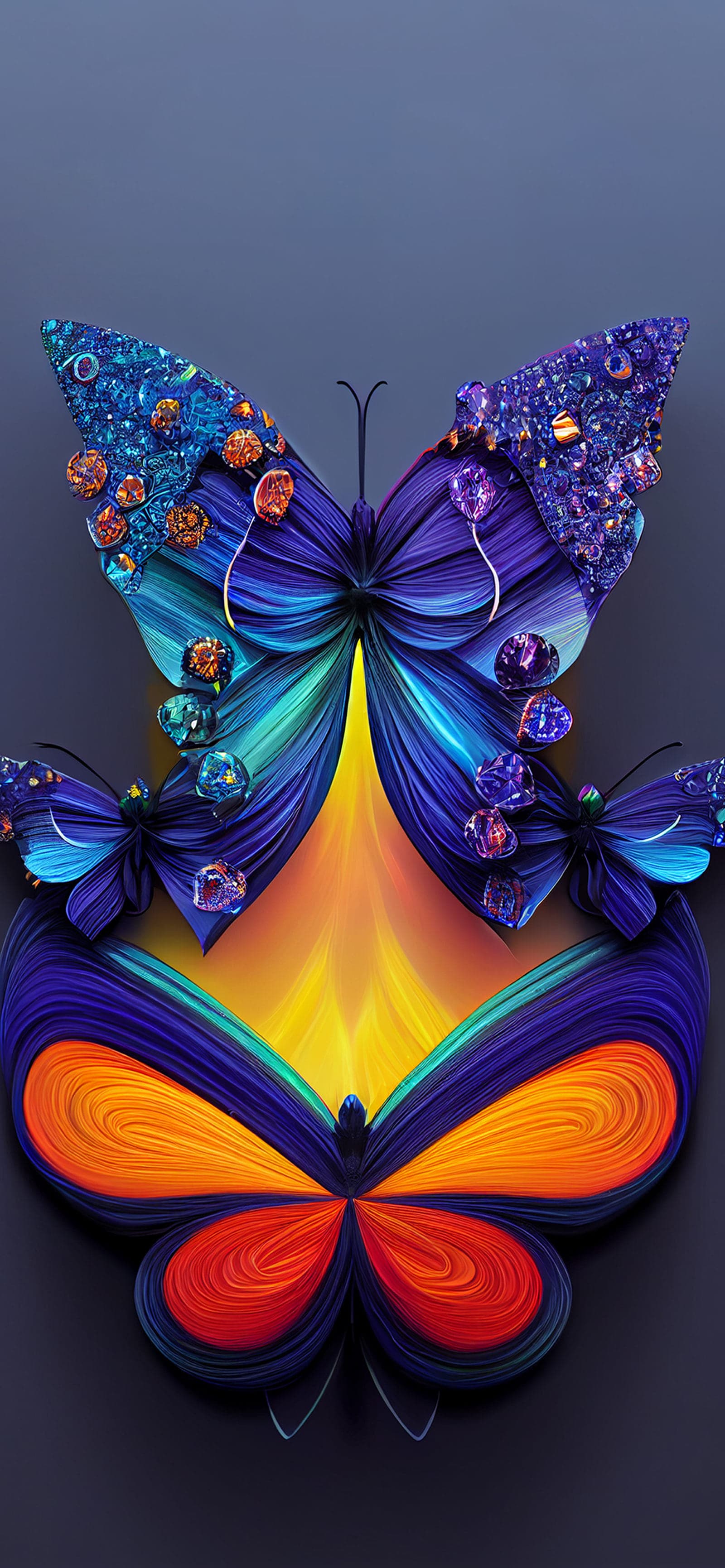 Butterfly Jewel Cascade - Pro phone wallpaper