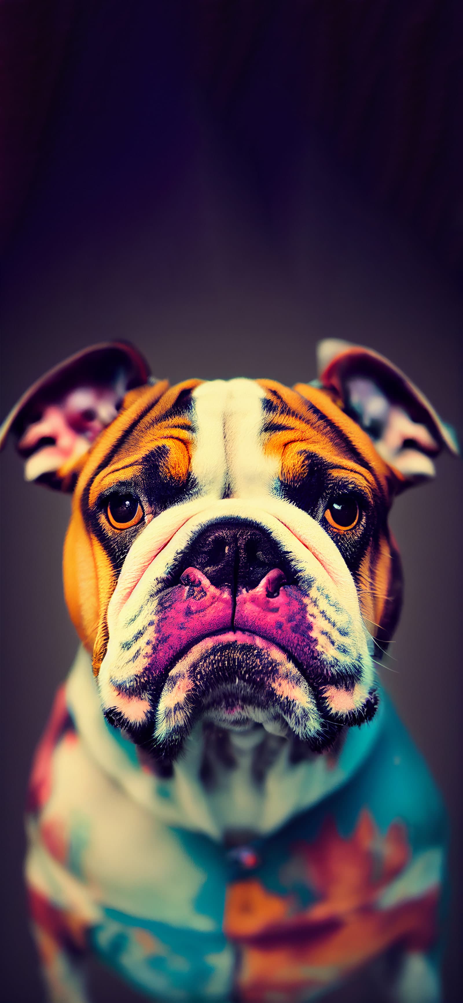 Colorful Bulldog Portrait - Pro phone wallpaper