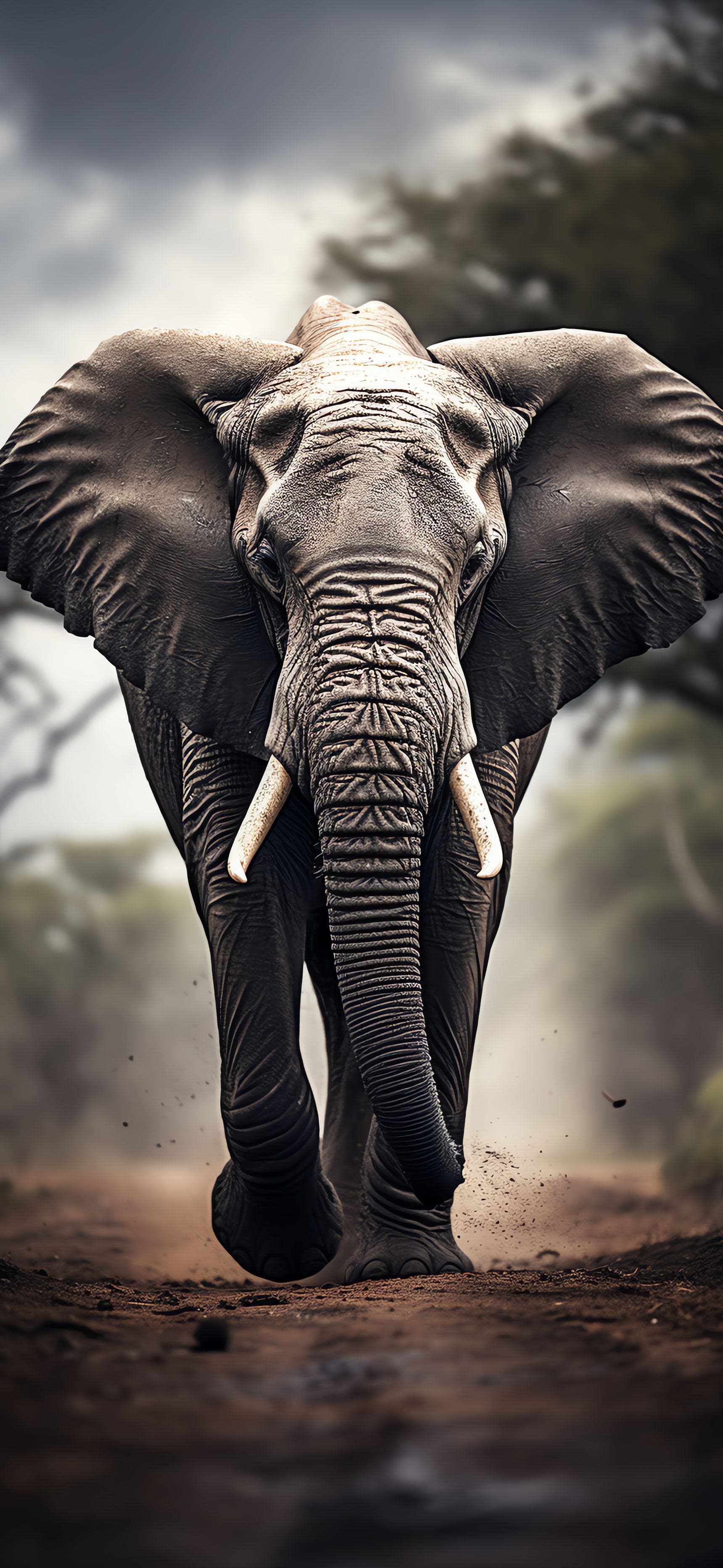 Elephant Walking Forward - Pro phone wallpaper