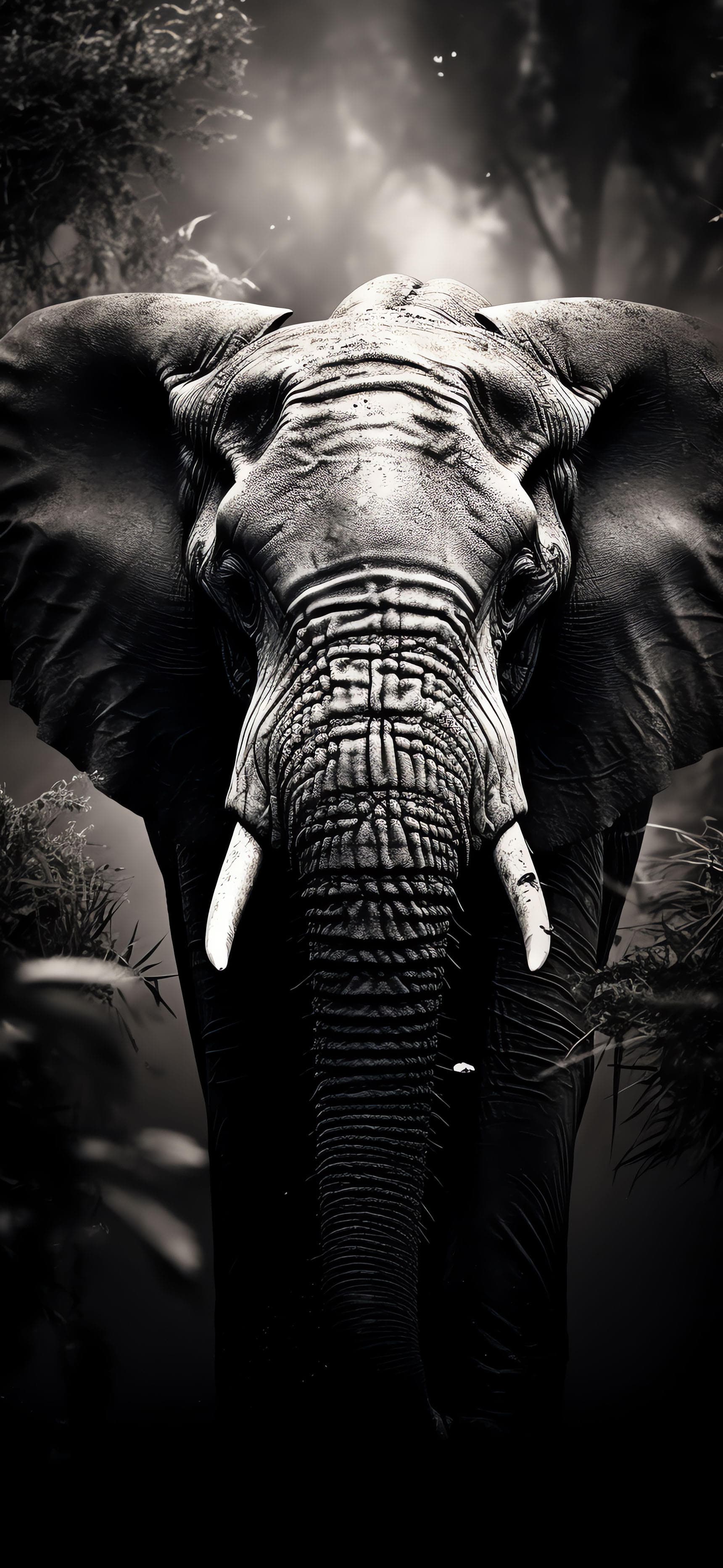 Monochrome Elephant Portrait - Pro phone wallpaper