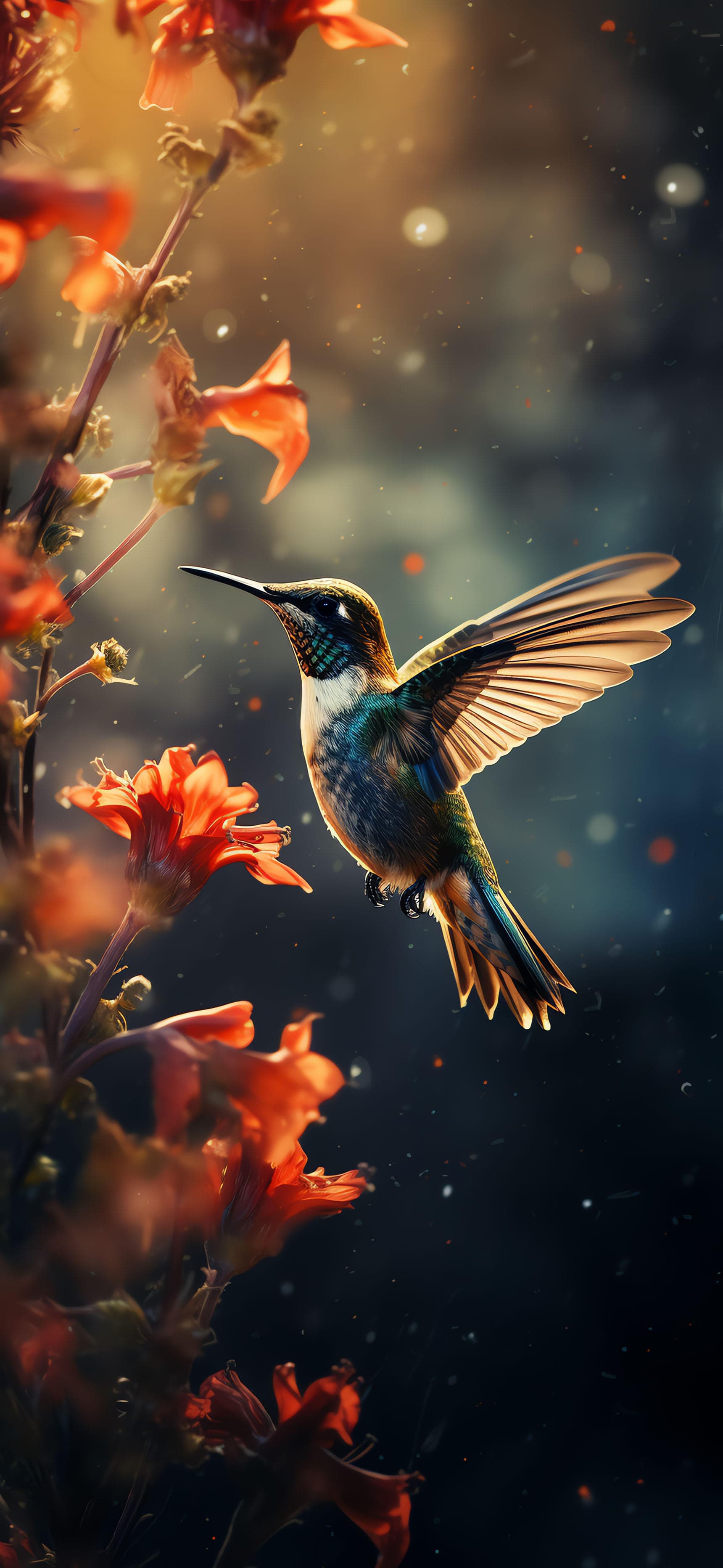Hummingbird Floral Flight - Pro phone wallpaper