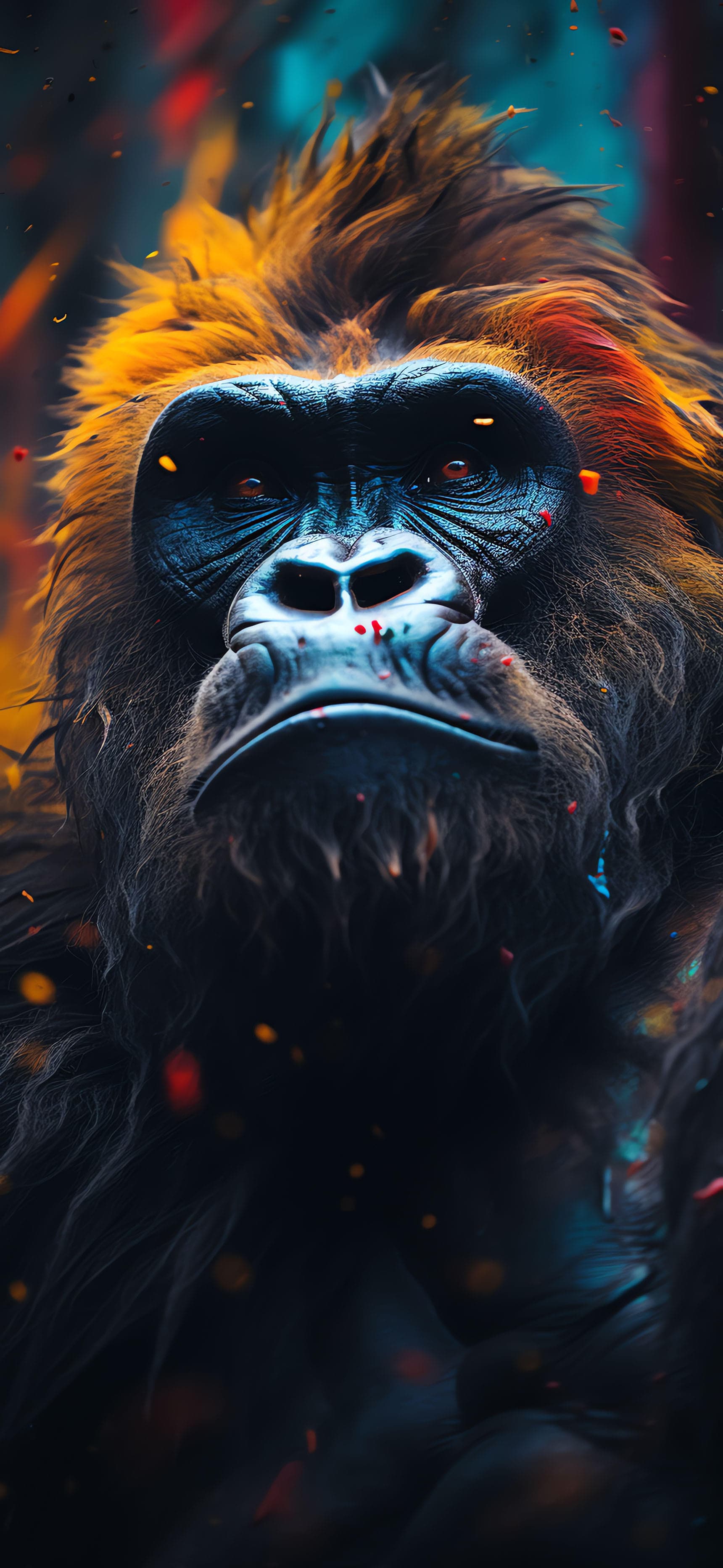 Colorful Gorilla Portrait - Pro phone wallpaper
