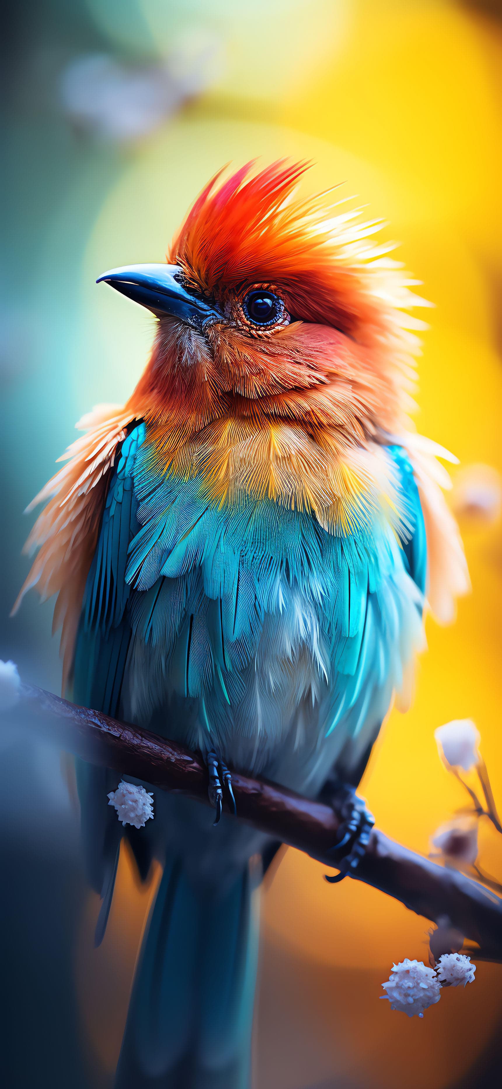 Colorful Bird Branch - Pro phone wallpaper