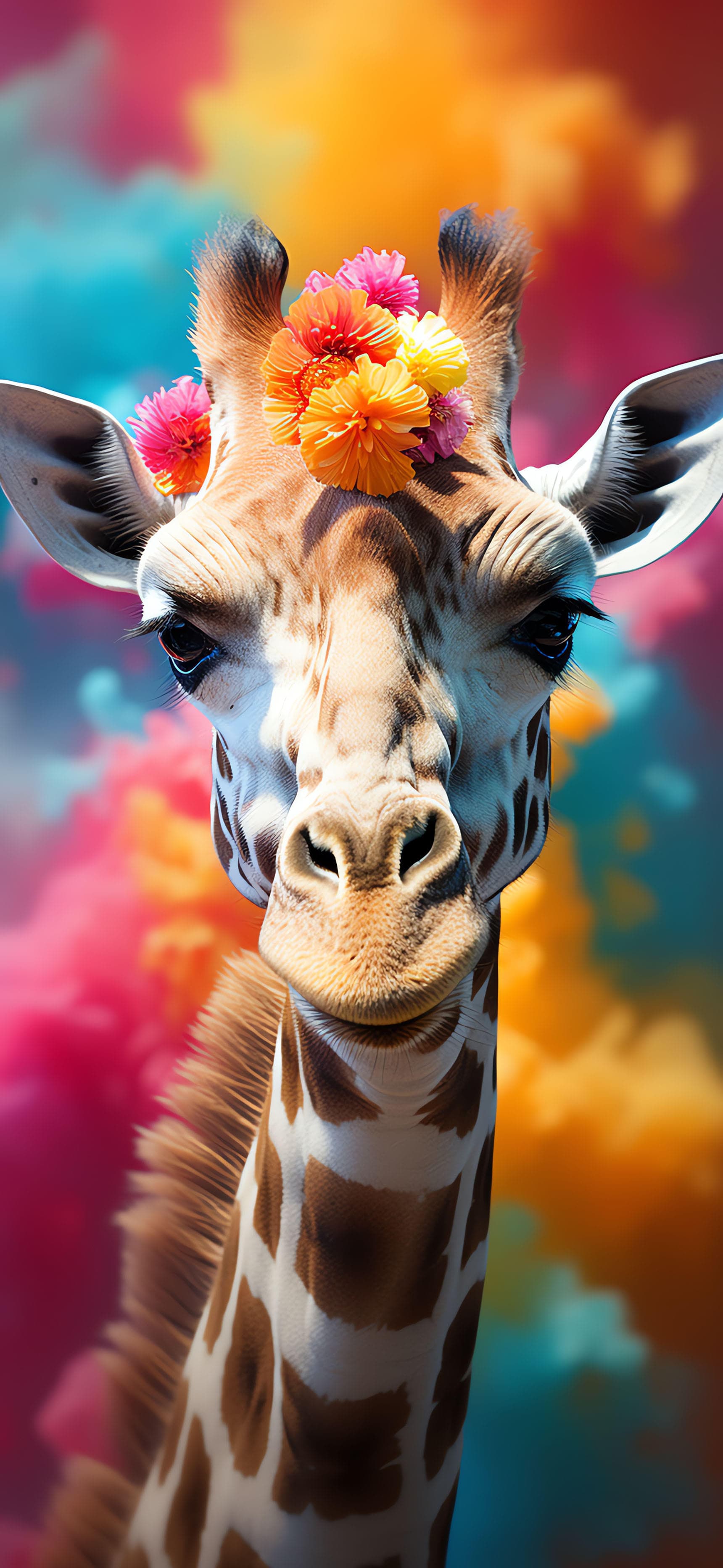Floral Giraffe Portrait - Pro phone wallpaper