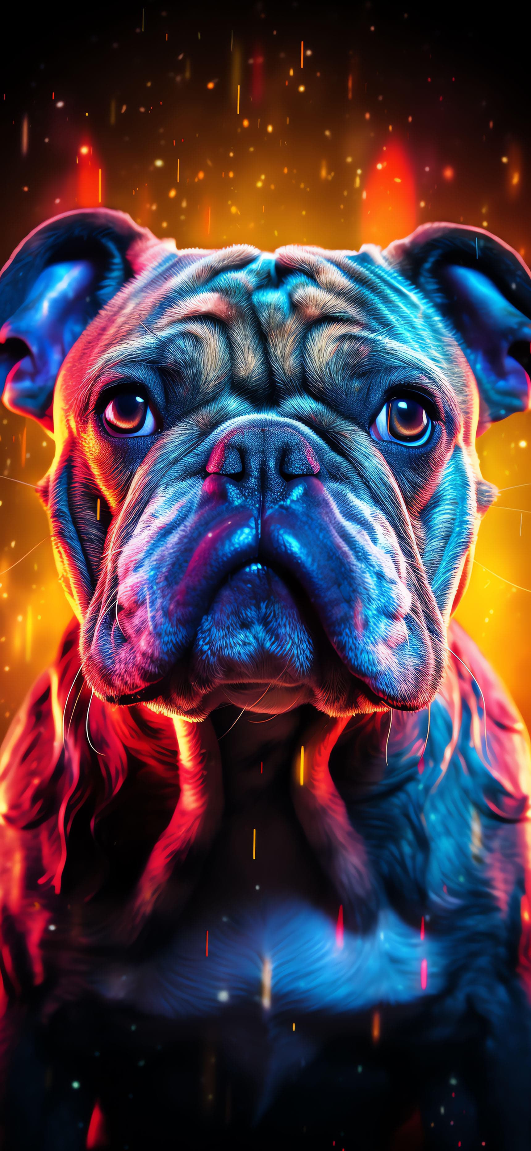 Neon Bulldog Stare - Pro phone wallpaper