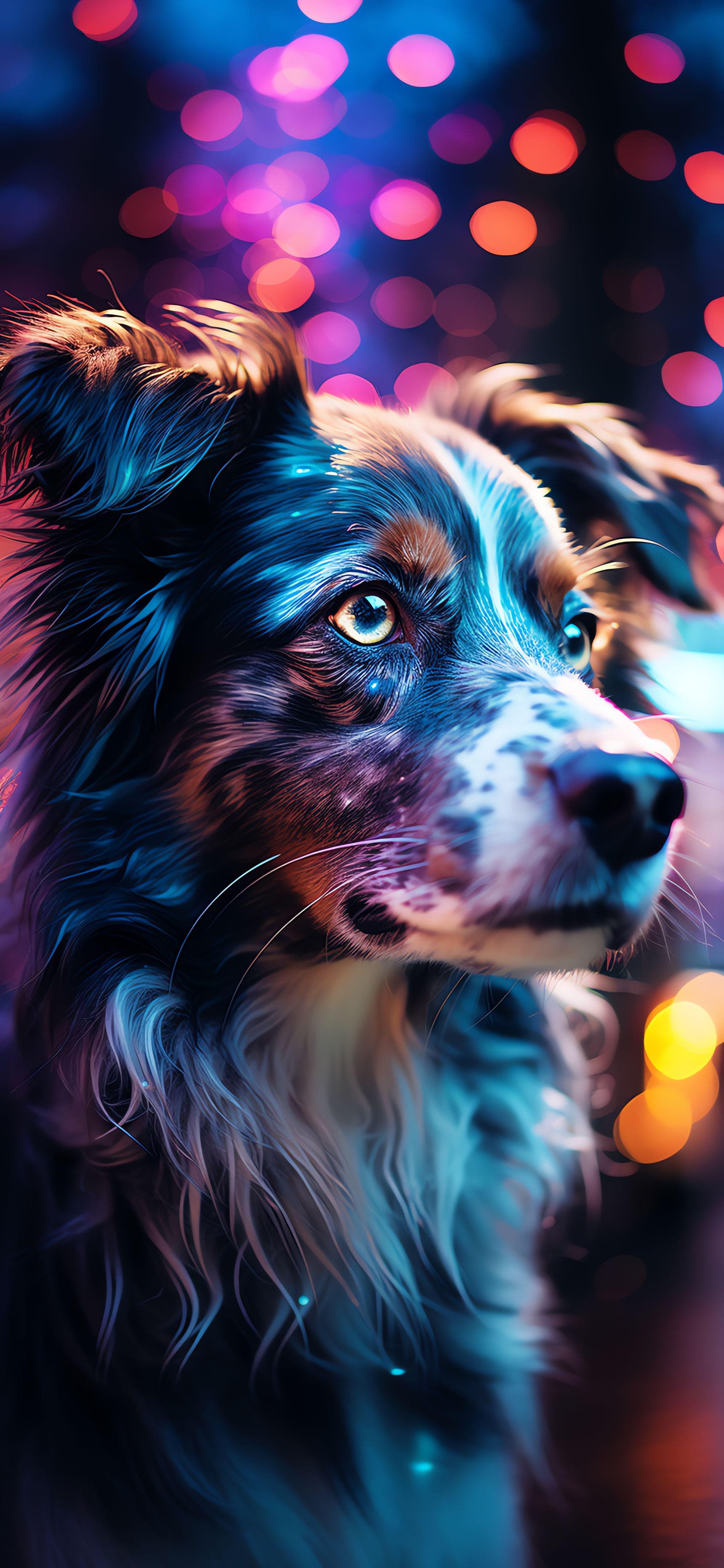 Neon Dog Portrait - Pro phone wallpaper