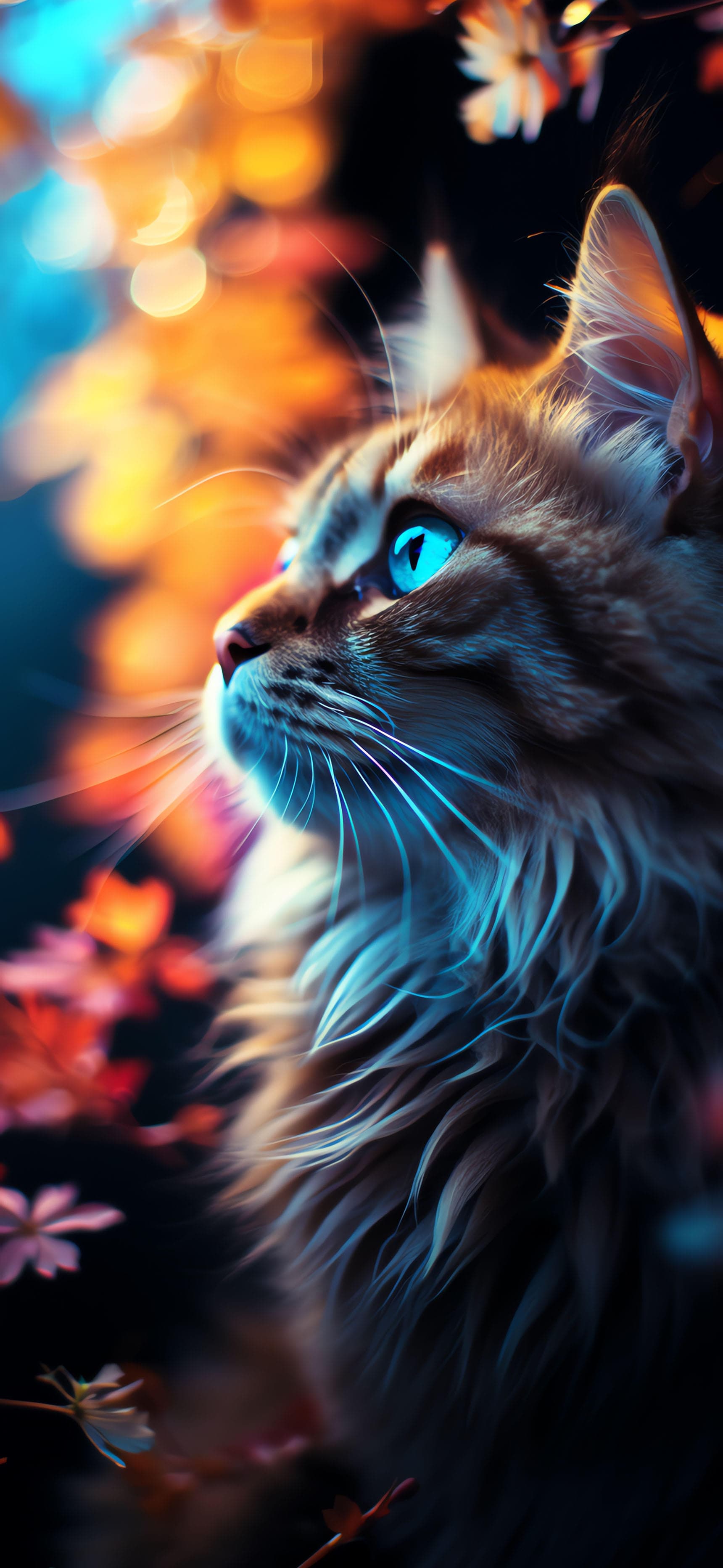 Floral Cat - Pro phone wallpaper