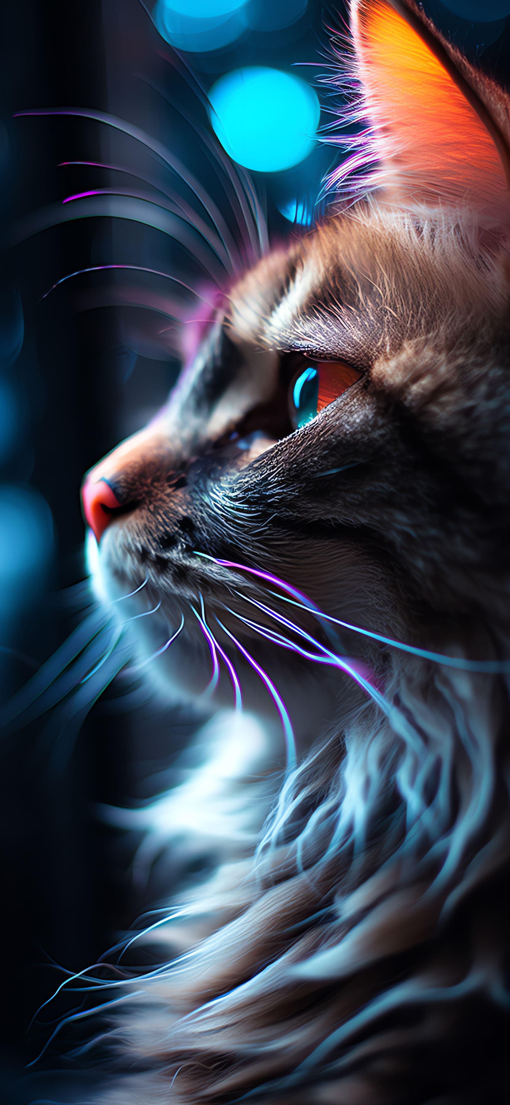 Cyberpunk Cat Gaze - Pro phone wallpaper