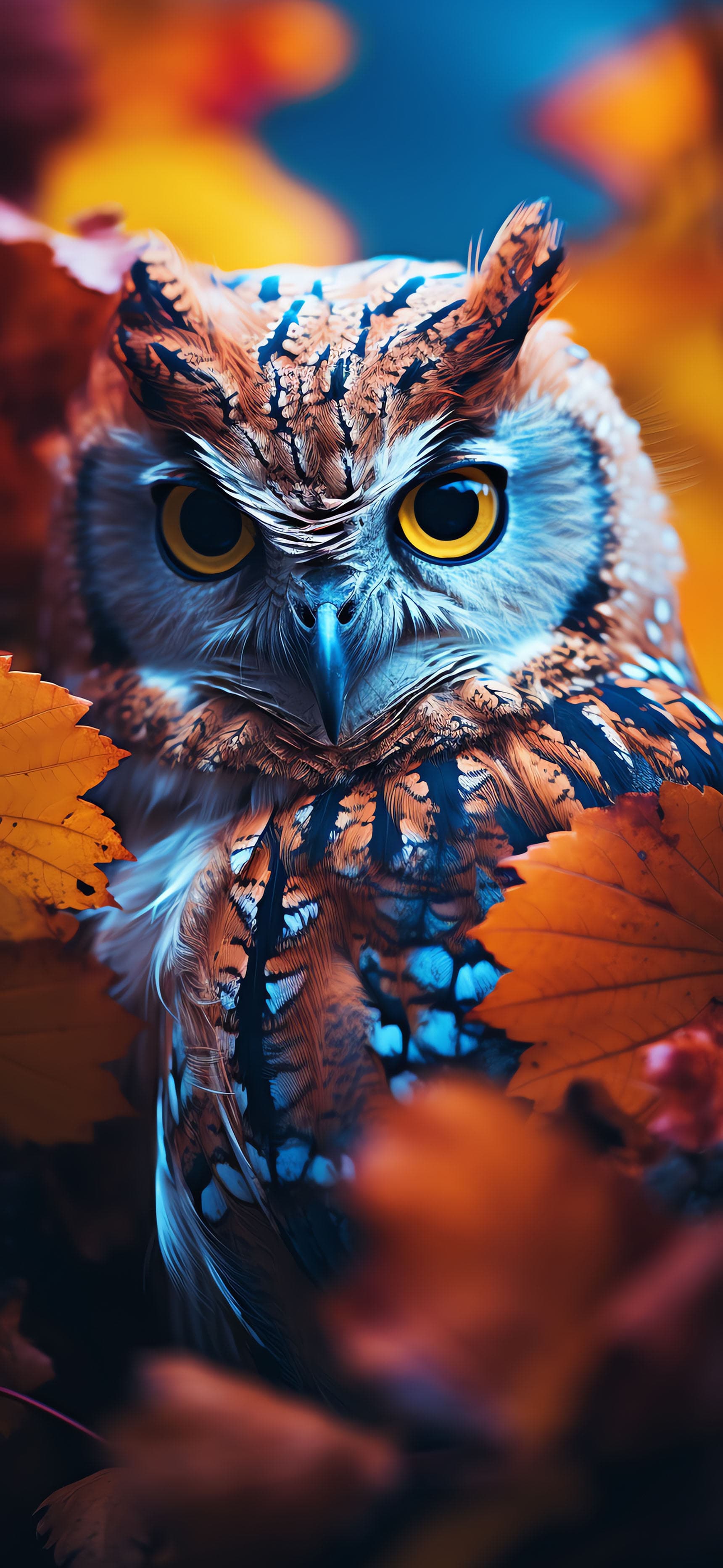Owl Autumn Leaves - Pro phone wallpaper