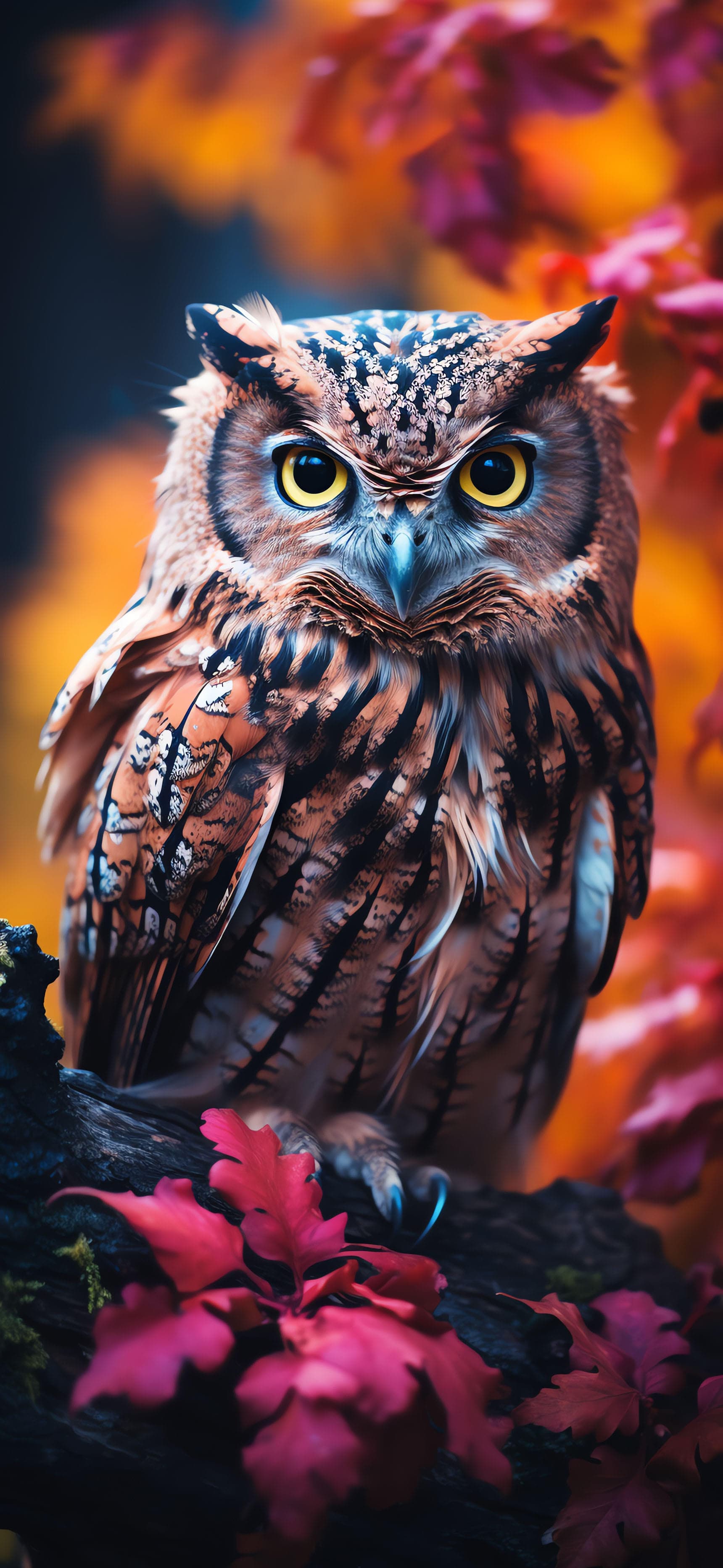 Autumnal Owl Portrait - Pro phone wallpaper