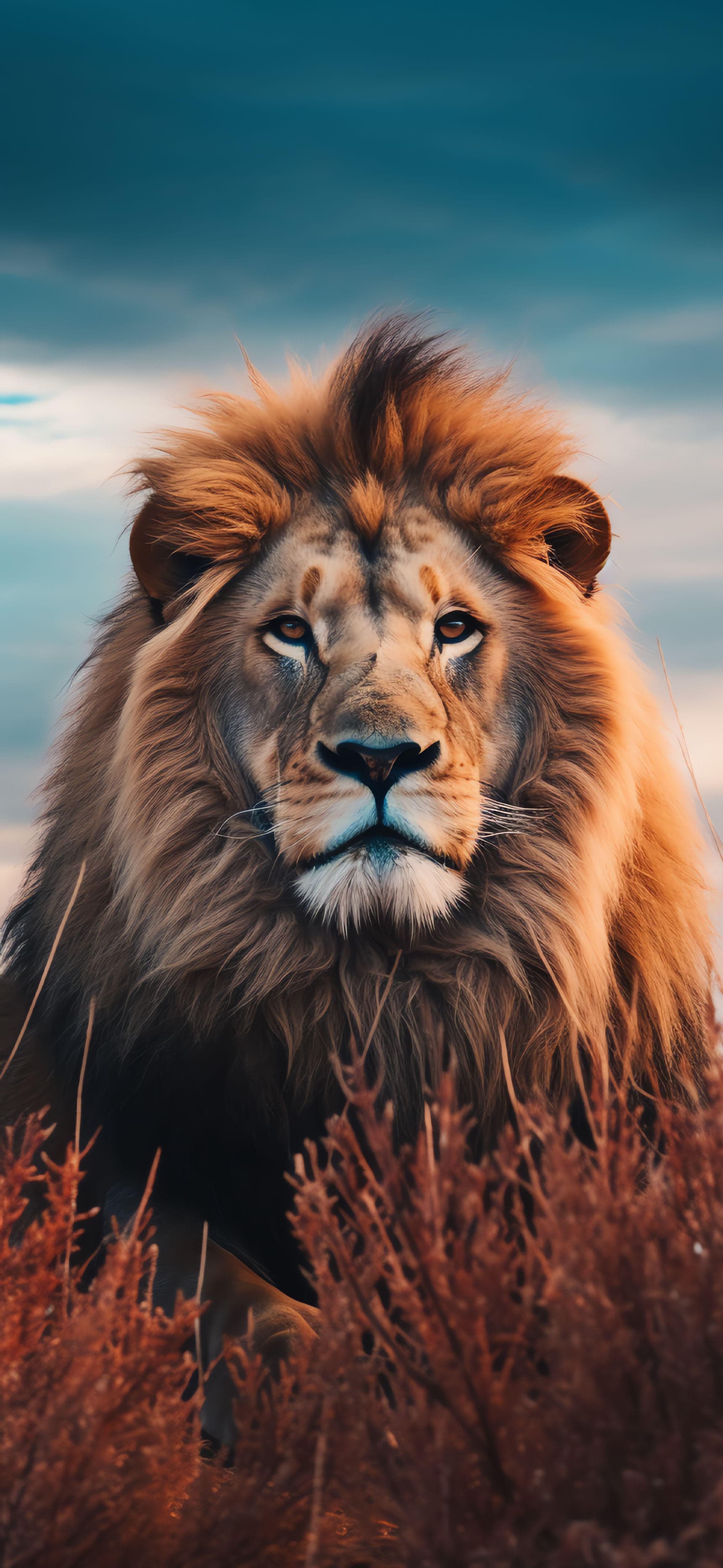 Lion Field Stare - Pro phone wallpaper