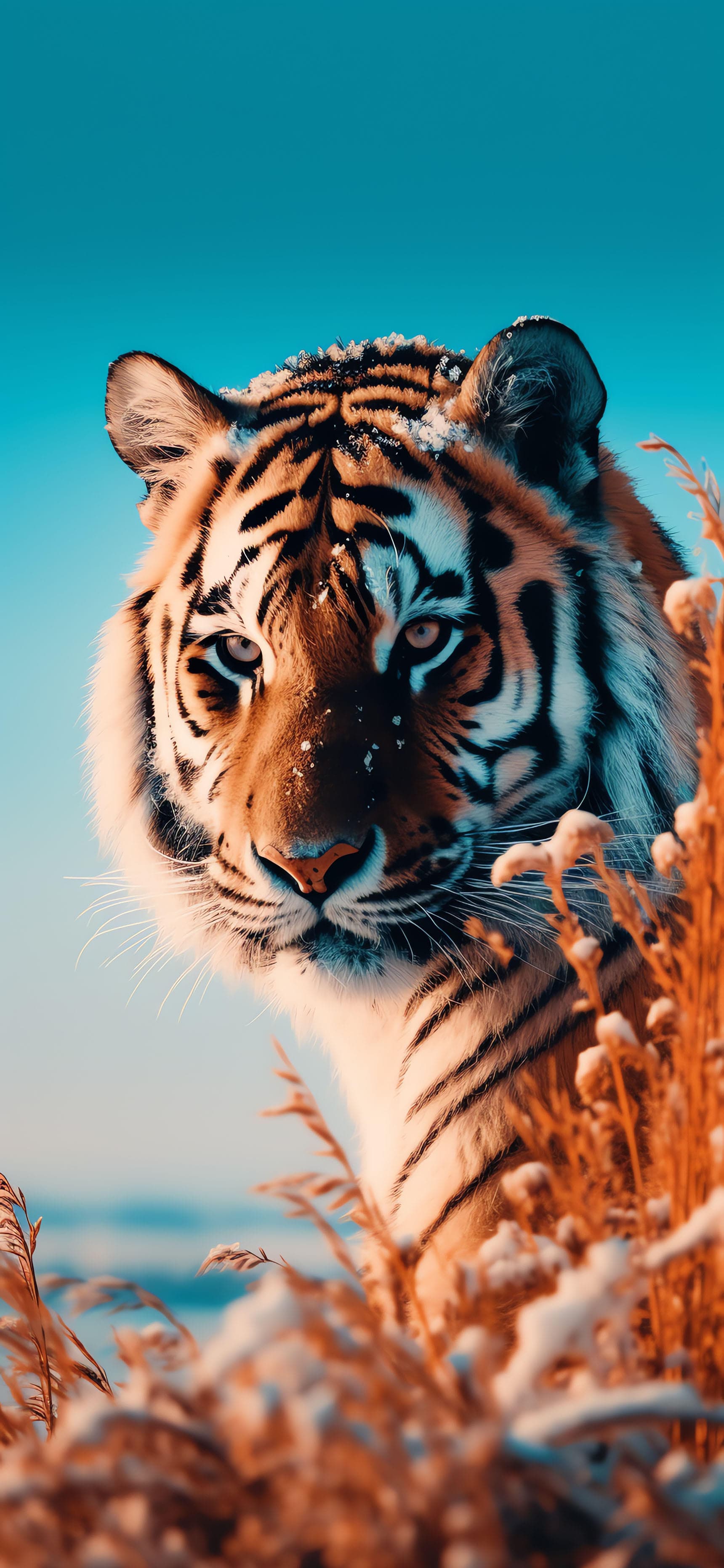 Snowy Tiger Portrait - Pro phone wallpaper