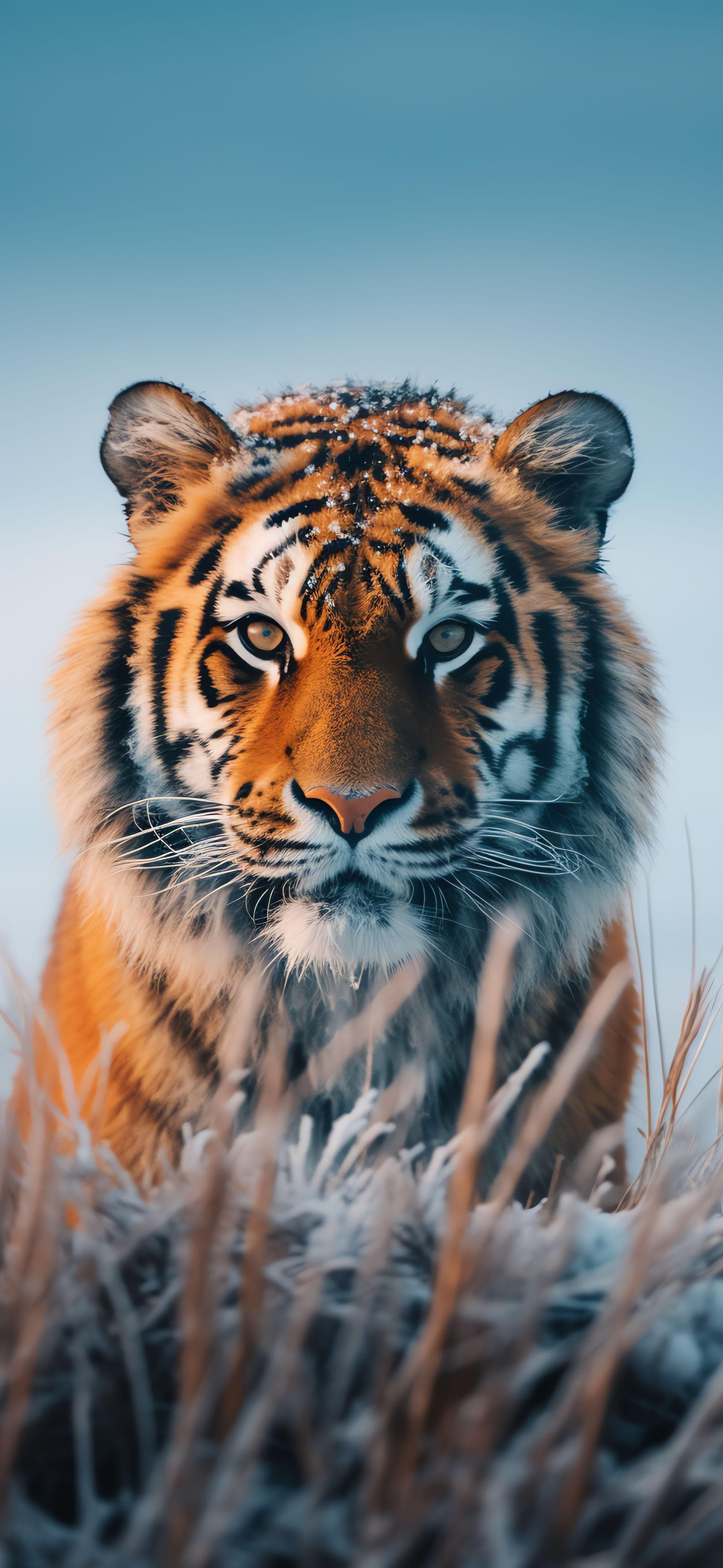 Winter Tiger Stare - Pro phone wallpaper