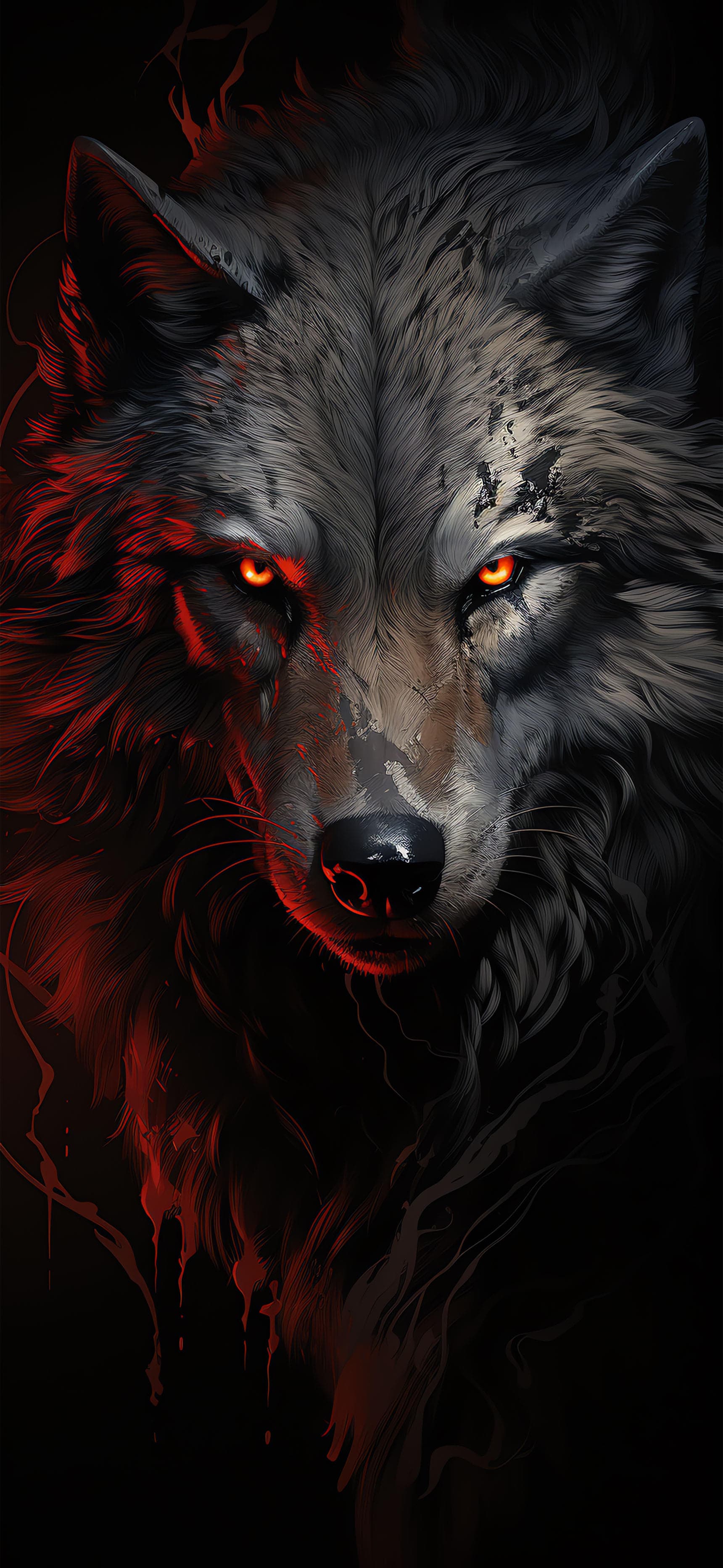 Crimson Wolf Gaze - Pro phone wallpaper