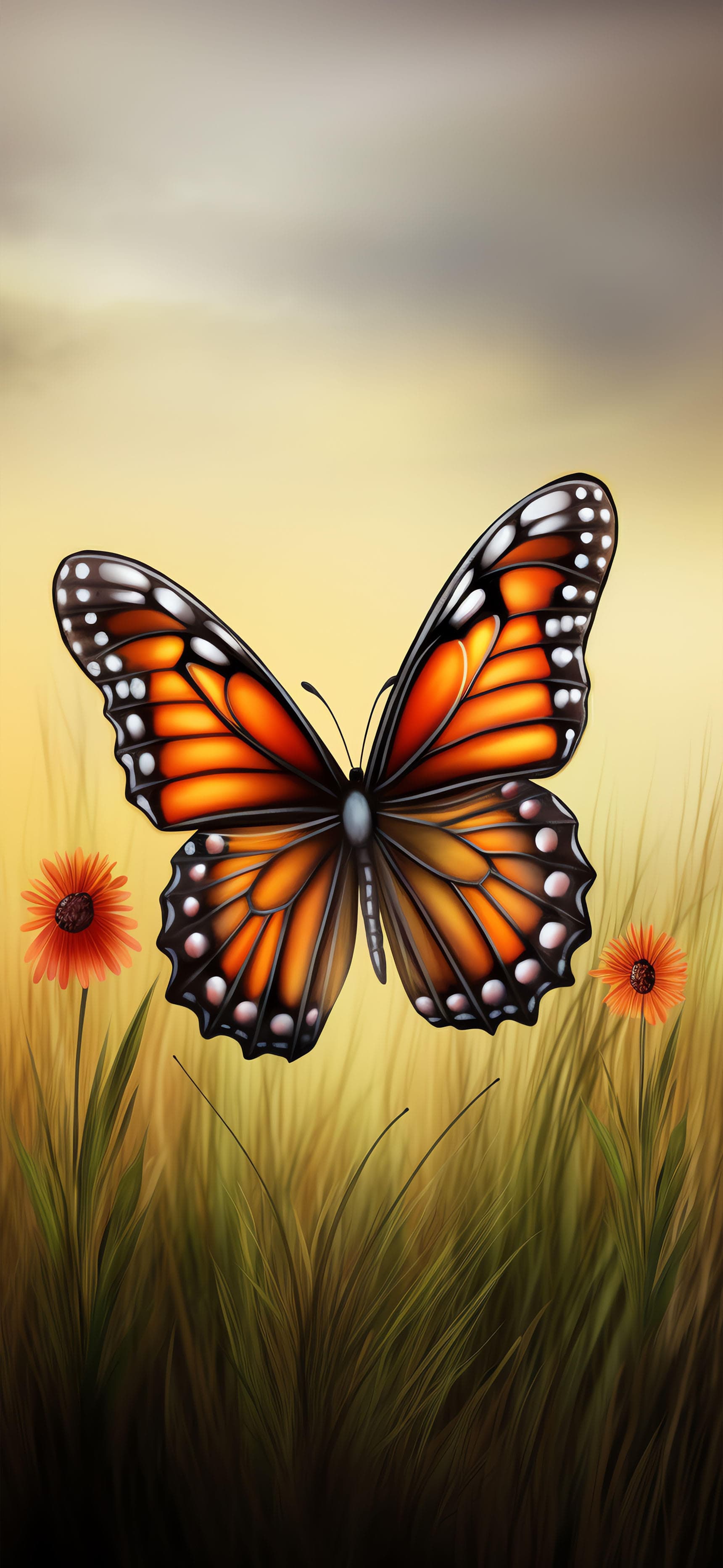Monarch Meadow Flight - Pro phone wallpaper