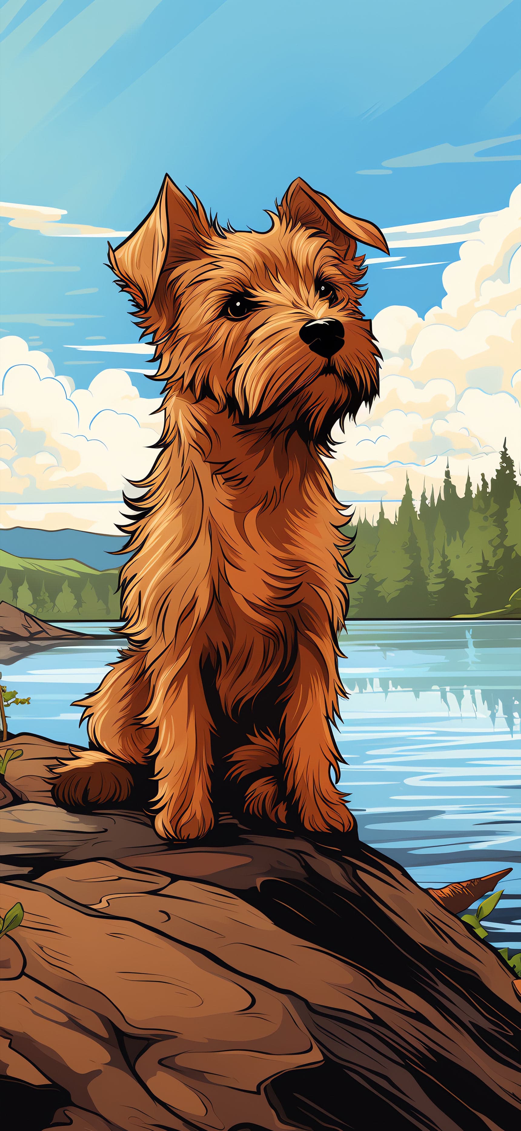 Terrier Lakeside View - Pro phone wallpaper
