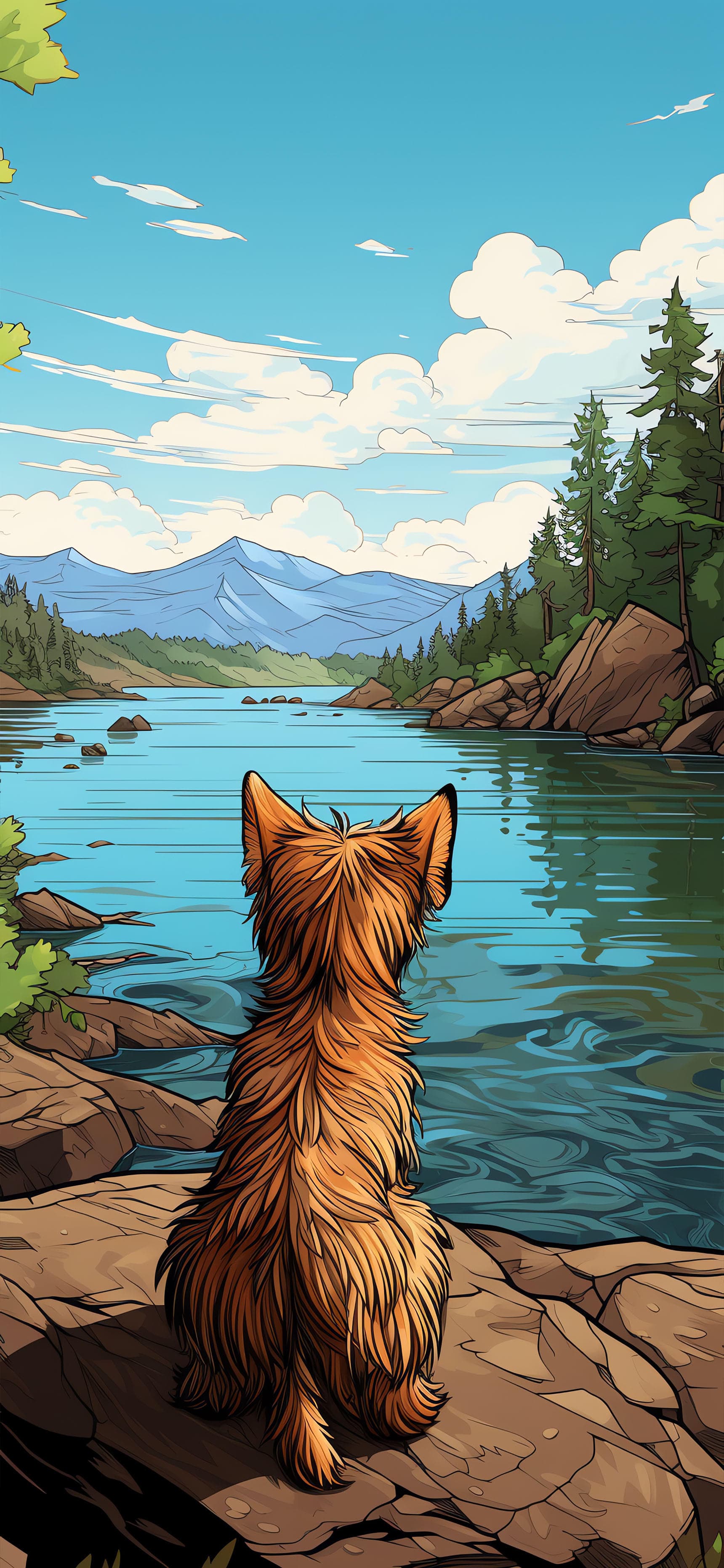 Terrier Lakeside Gaze - Pro phone wallpaper
