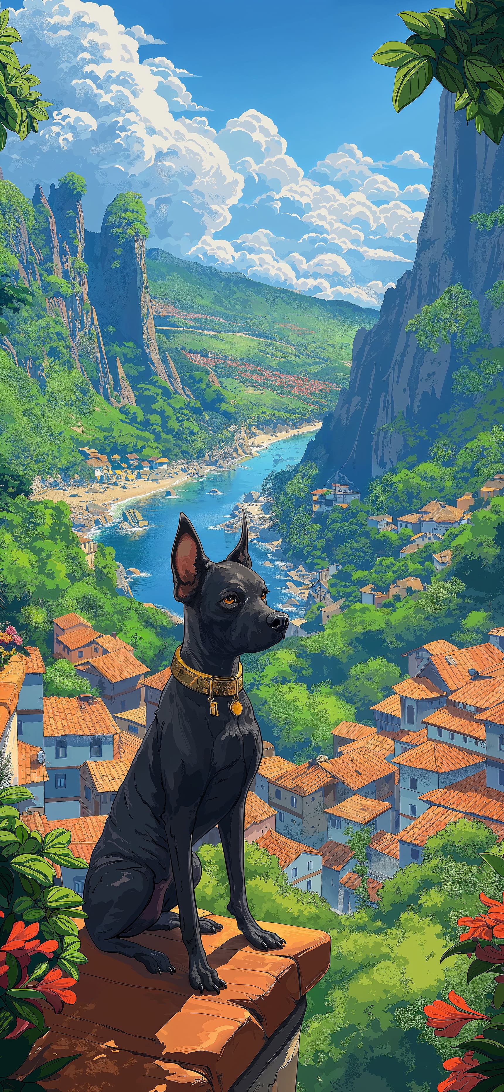 Dog Over Valley - Pro phone wallpaper