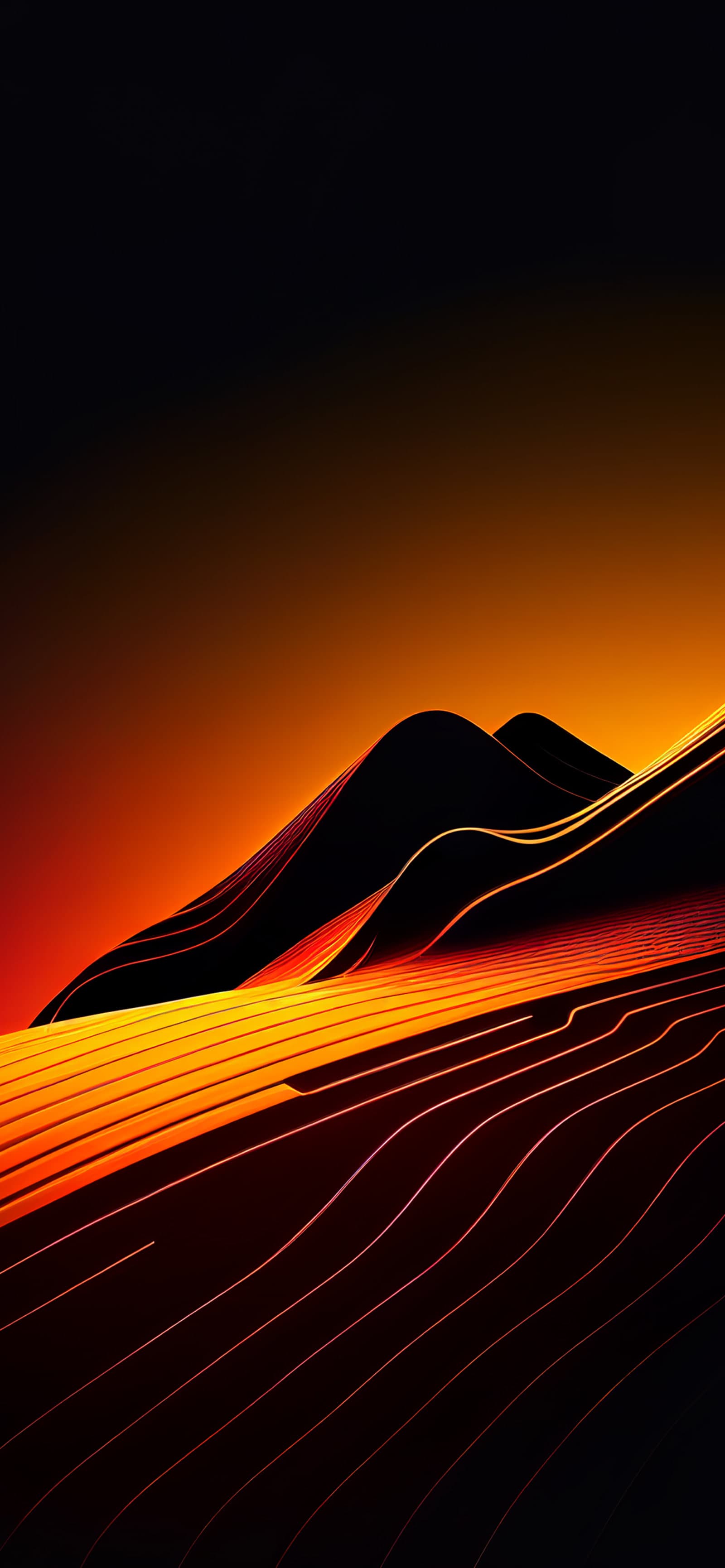 Fiery Mountainscape Lines - Pro phone wallpaper
