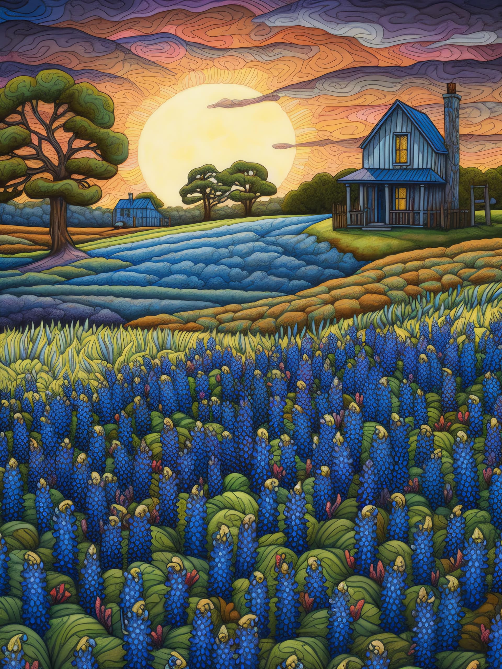 Sunset Field Home - Pro phone wallpaper