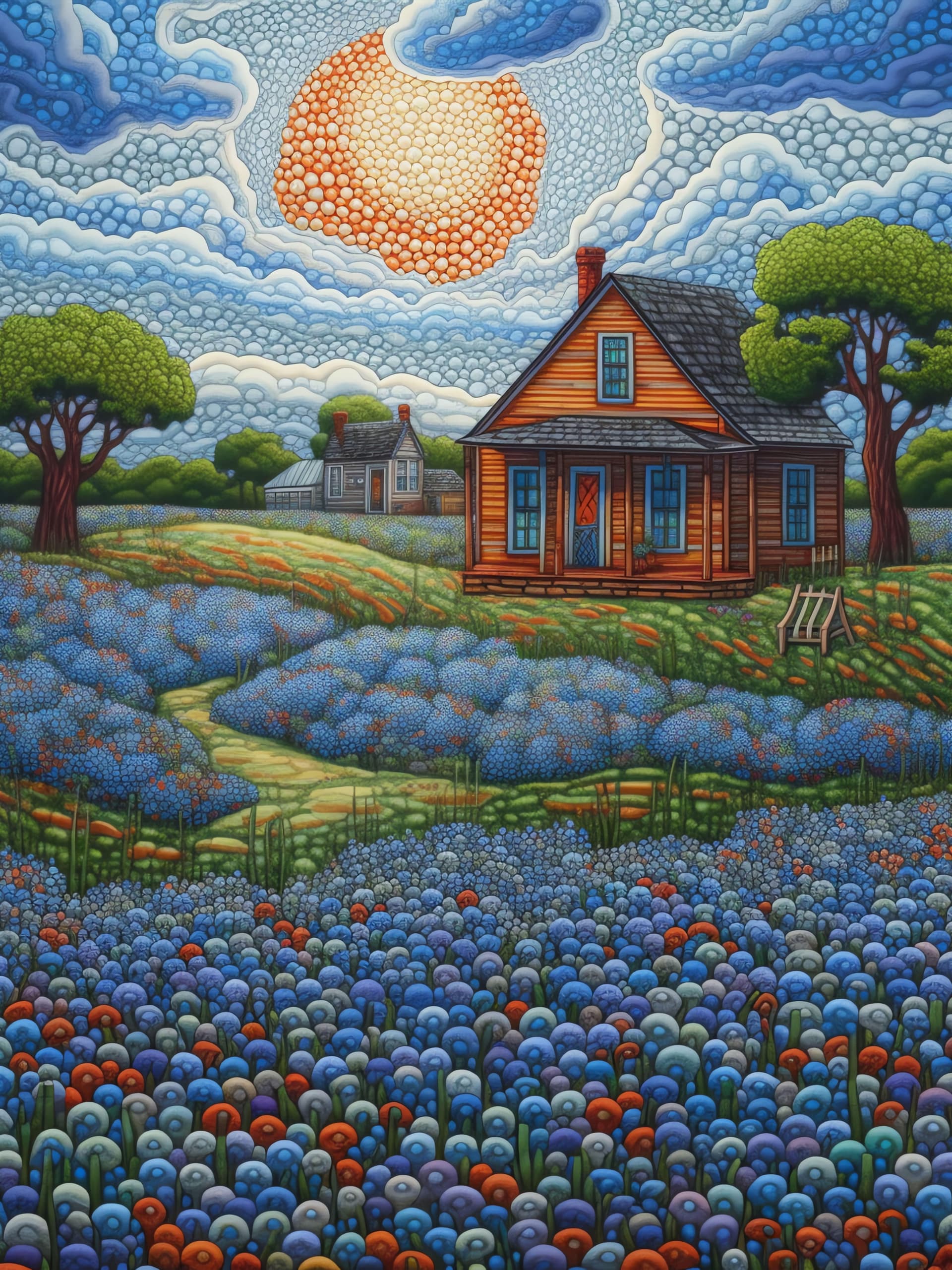 Floral Field House - Pro phone wallpaper