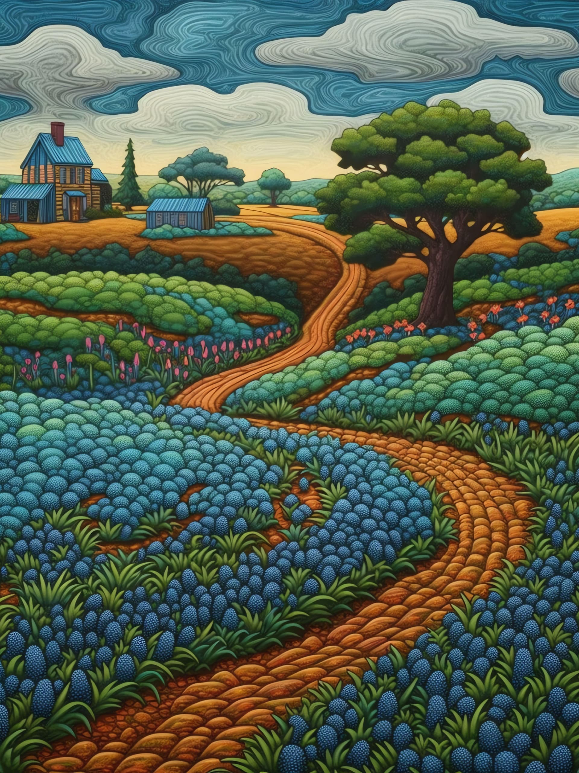 Bluebonnet Path Home - Pro phone wallpaper