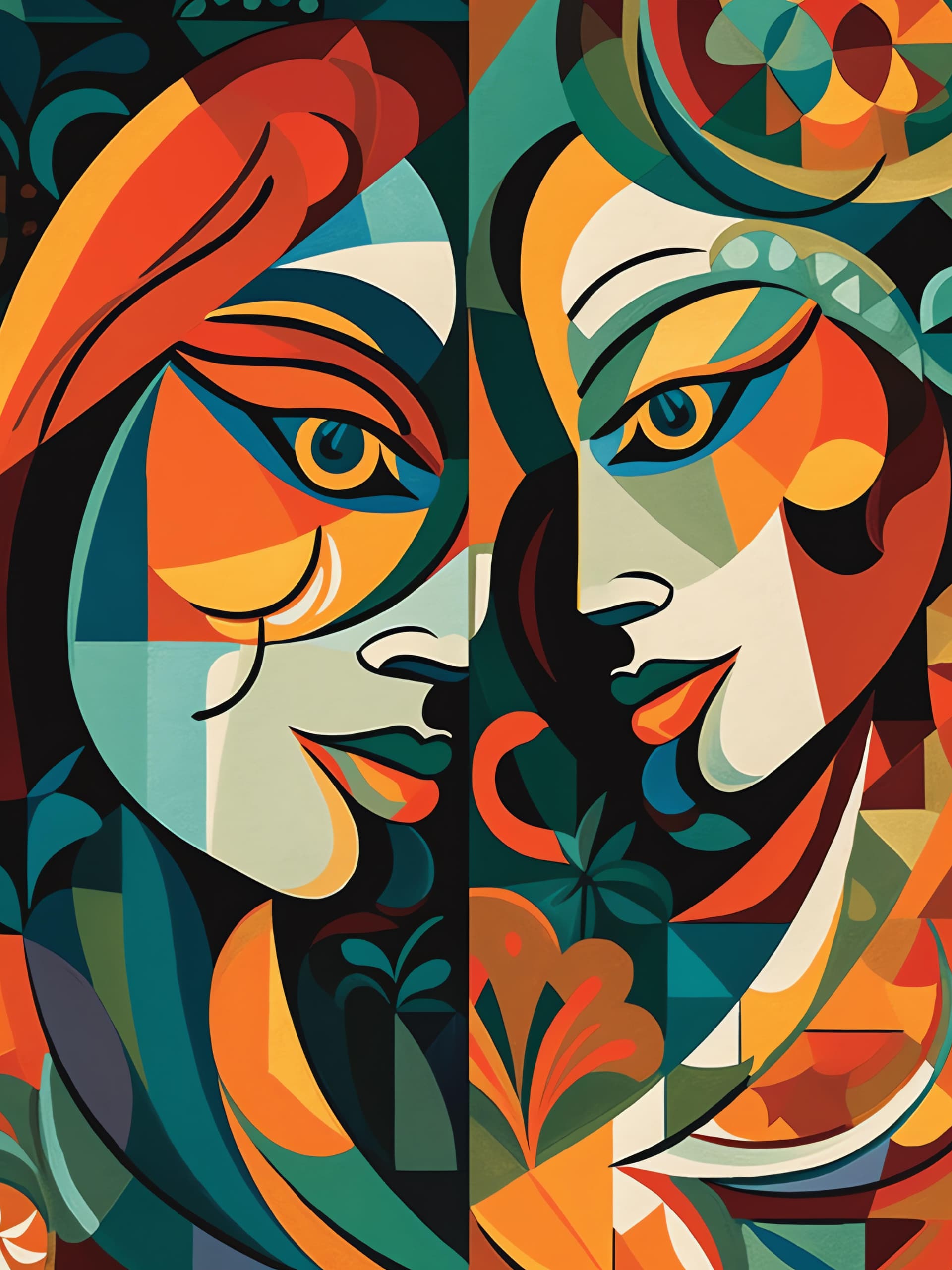 Abstract Faces Together - Pro phone wallpaper