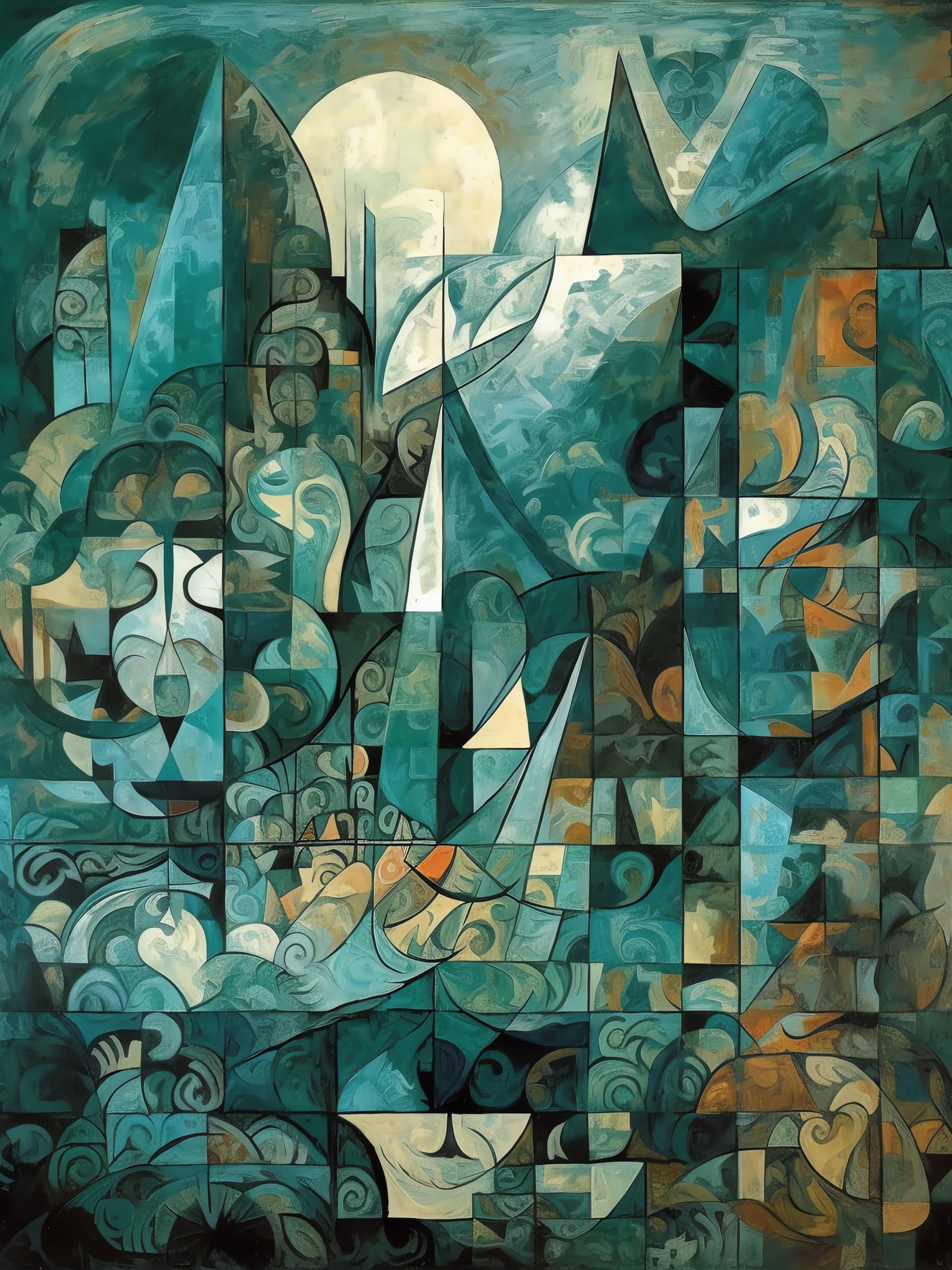 Abstract Teal City - Pro phone wallpaper