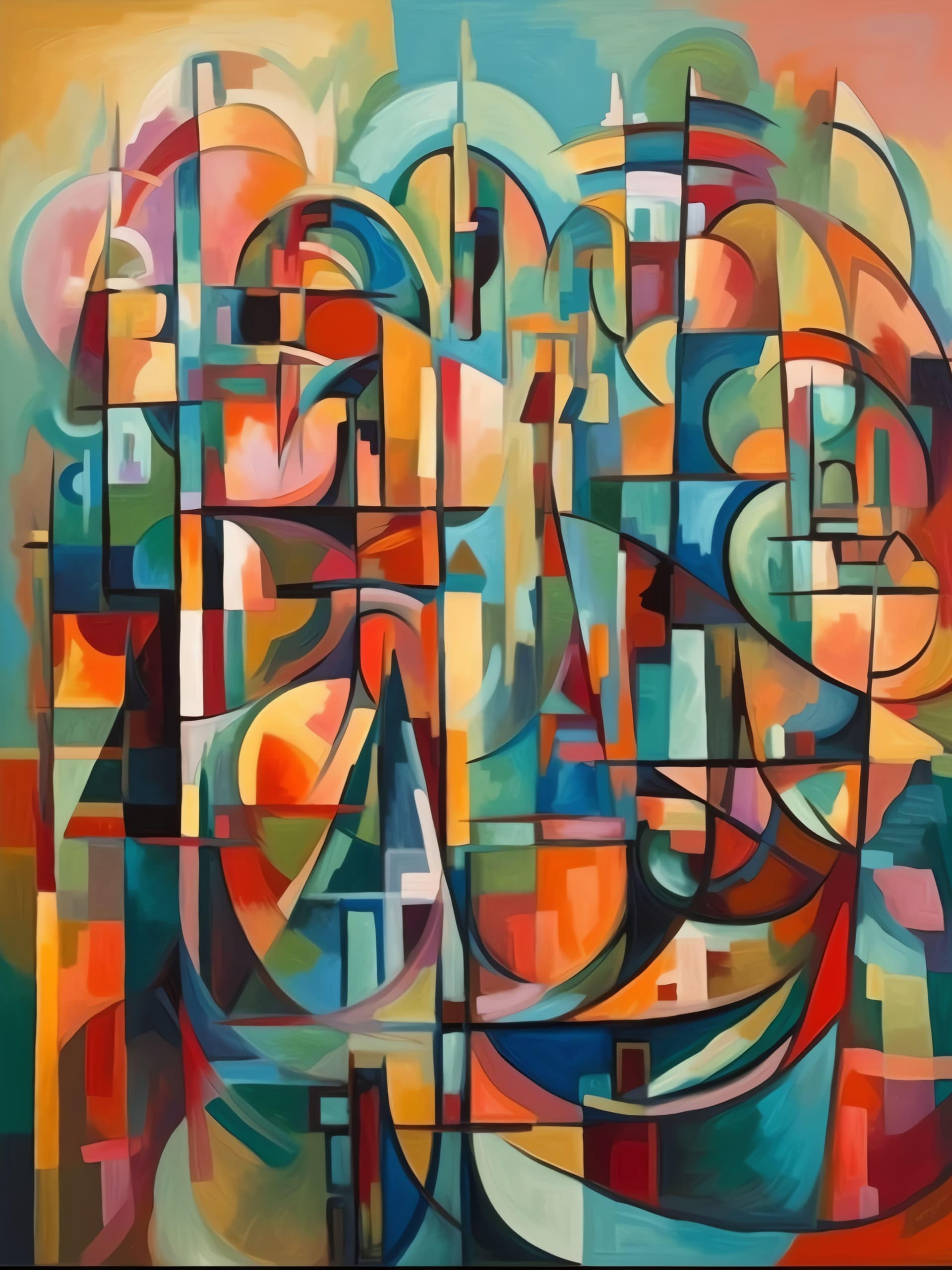 Geometric Cityscape Art - Pro phone wallpaper