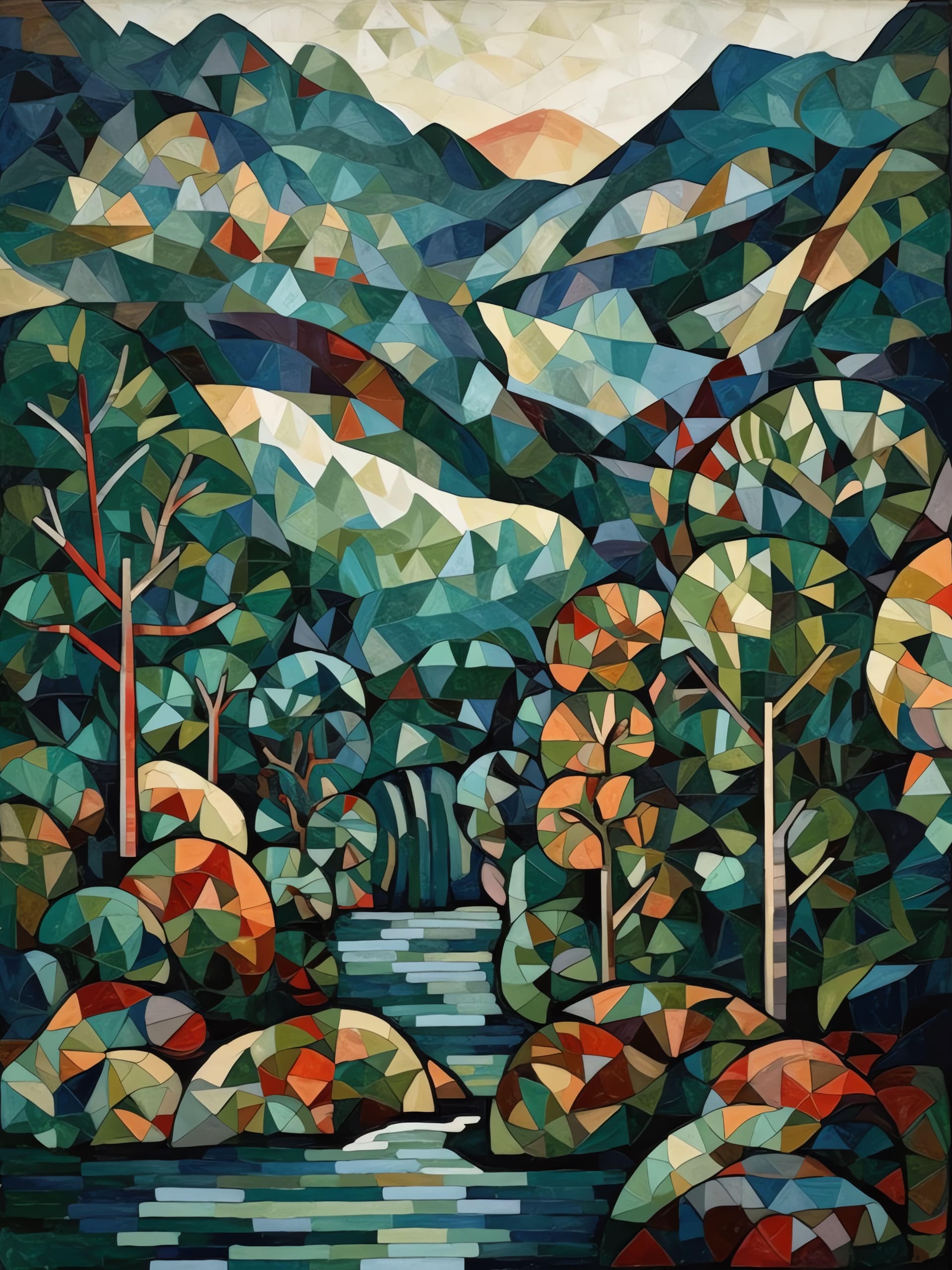 Polygonal Forest - Pro phone wallpaper