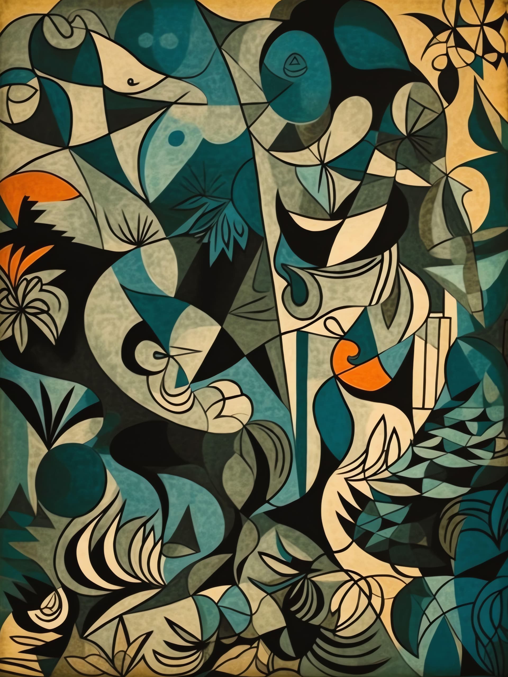 Abstract Teal Forms - Pro phone wallpaper