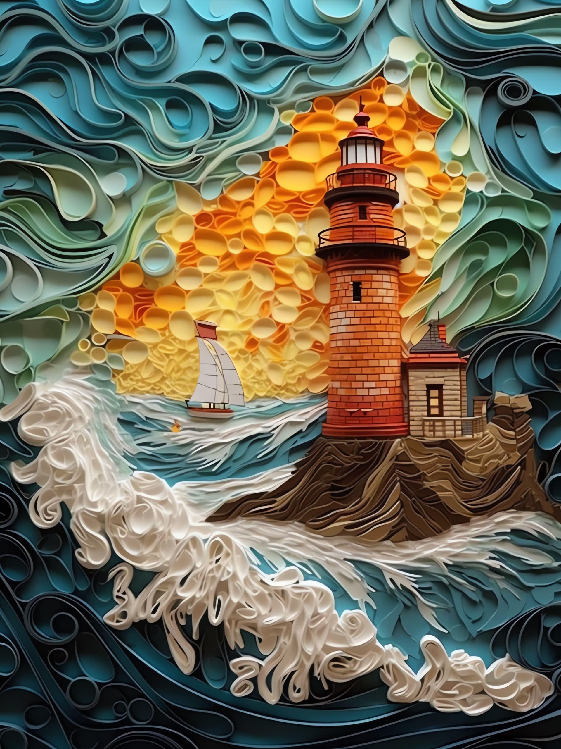 Quilled Lighthouse - Pro phone wallpaper