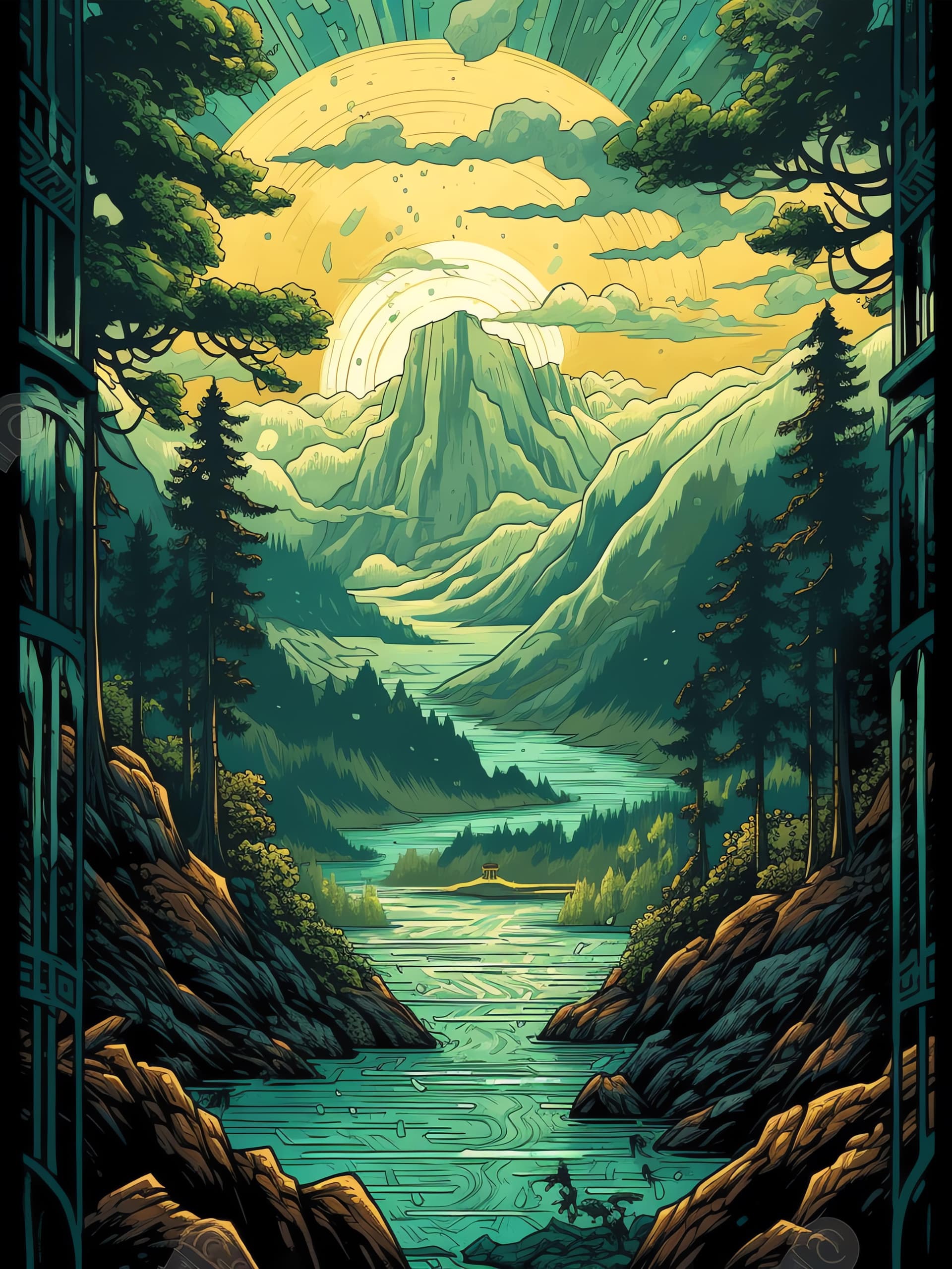 Mountain River View - Pro phone wallpaper