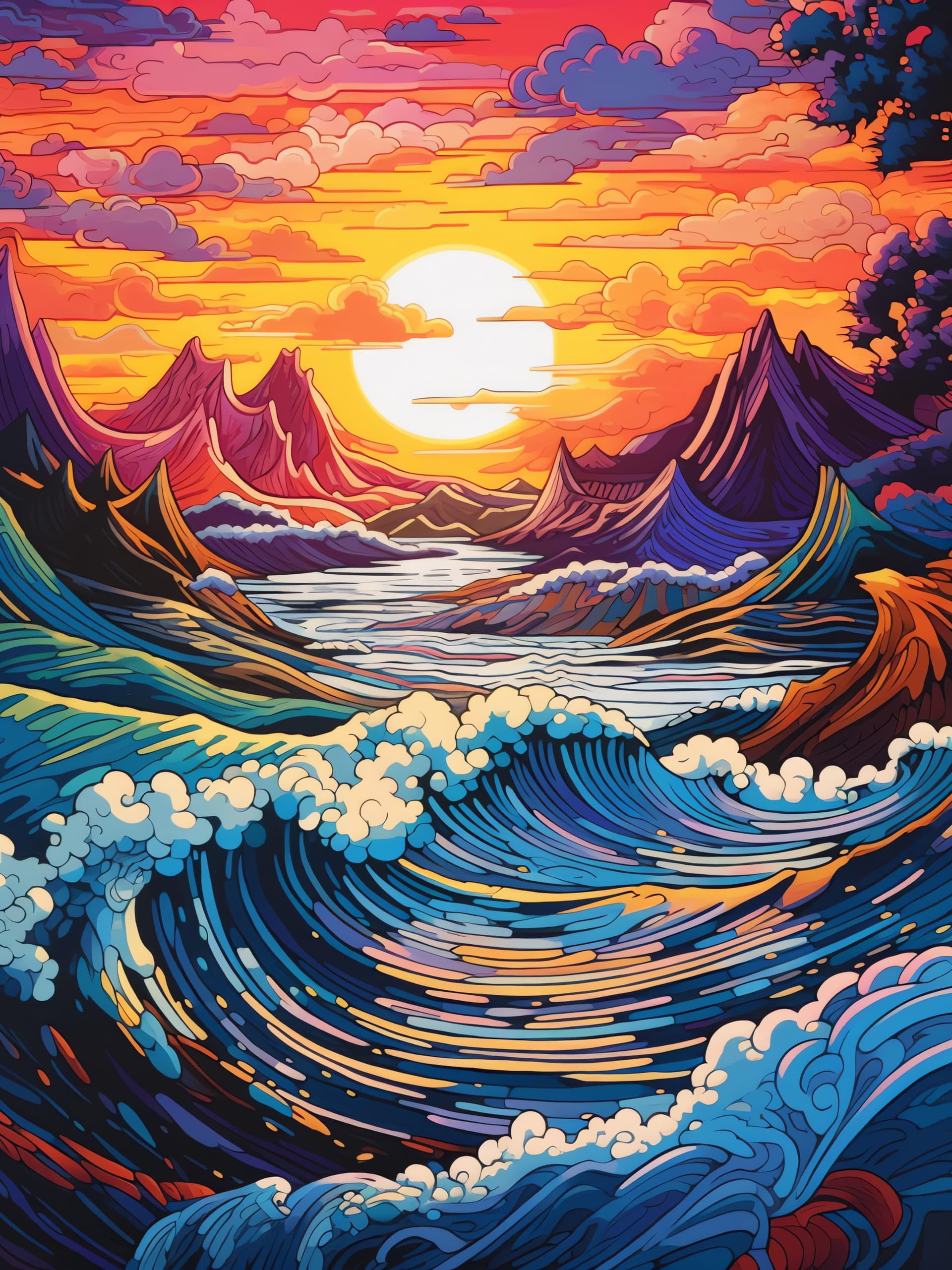 Ocean Sunset Waves - Pro phone wallpaper