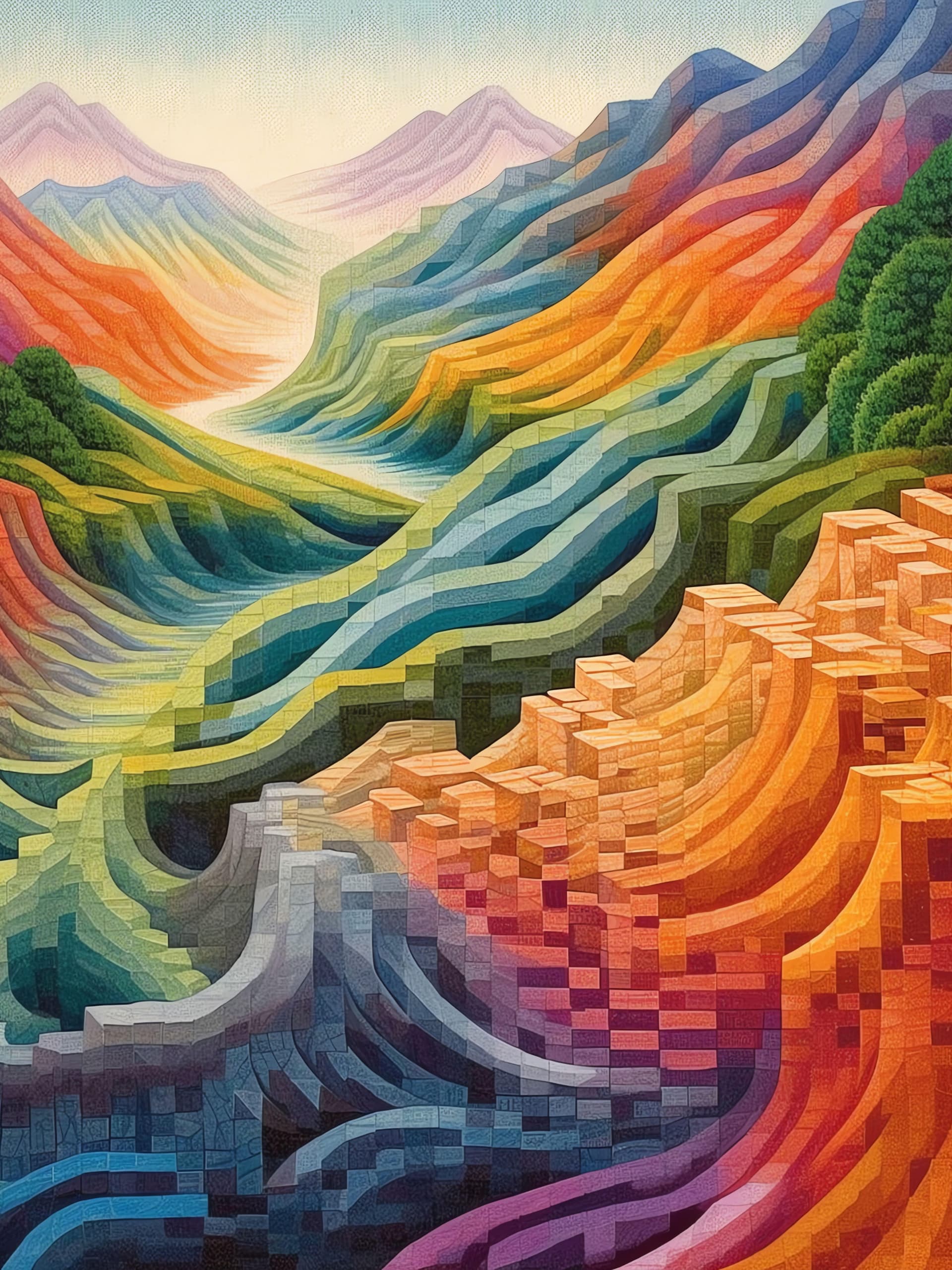 Geometric Valley View - Pro phone wallpaper
