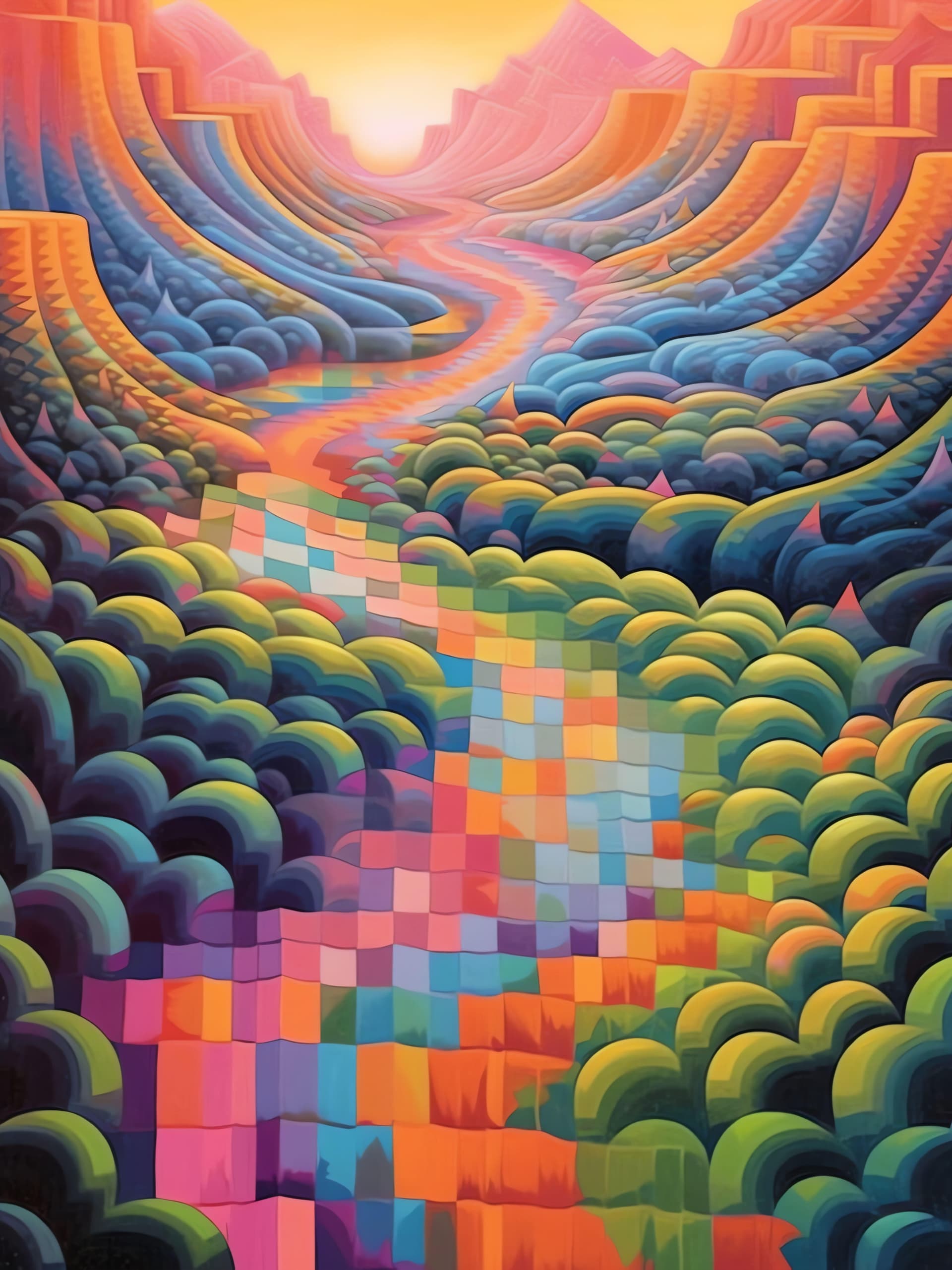 Psychedelic Canyon River - Pro phone wallpaper