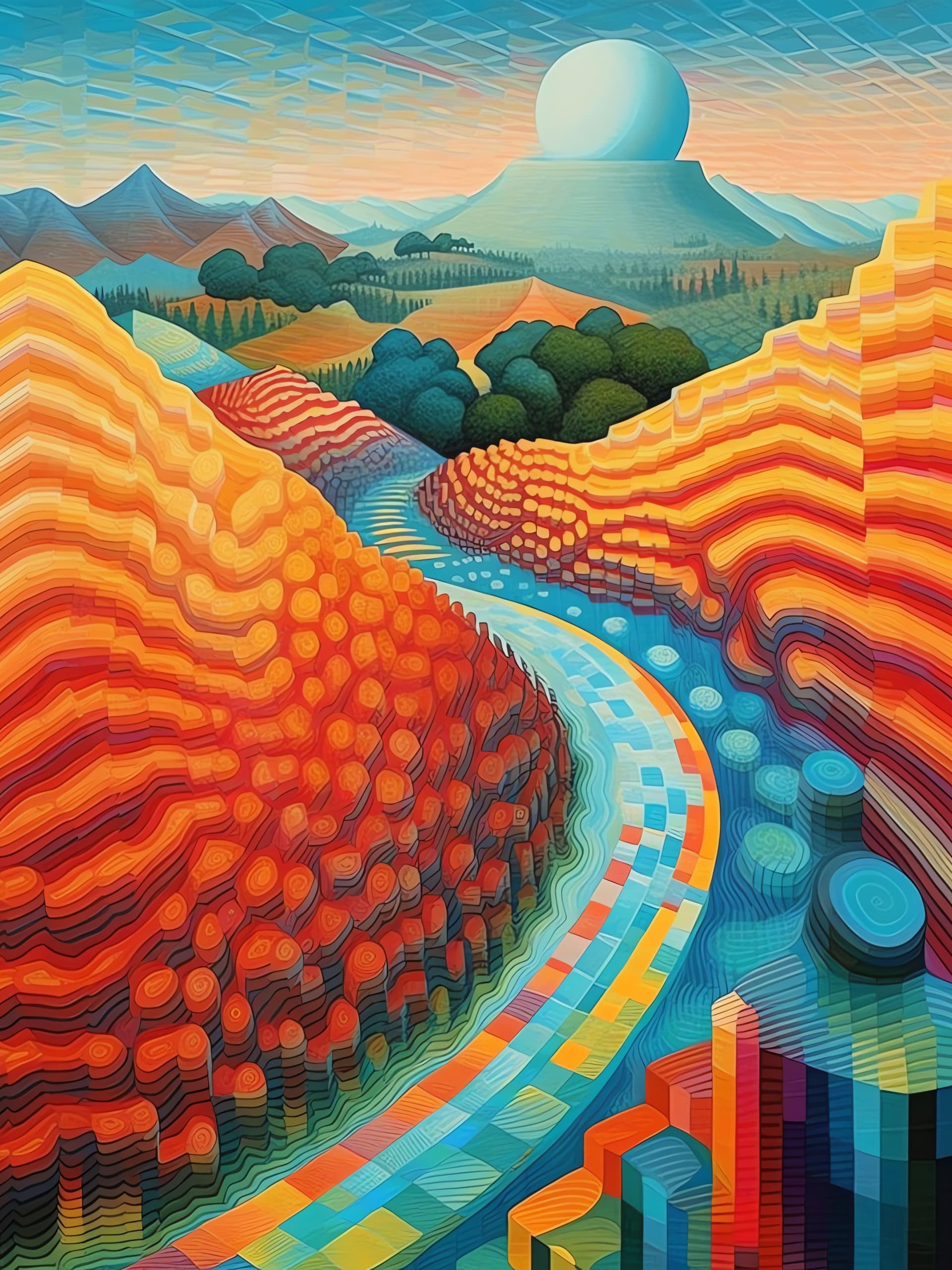 Wavy Landscape Art - Pro phone wallpaper