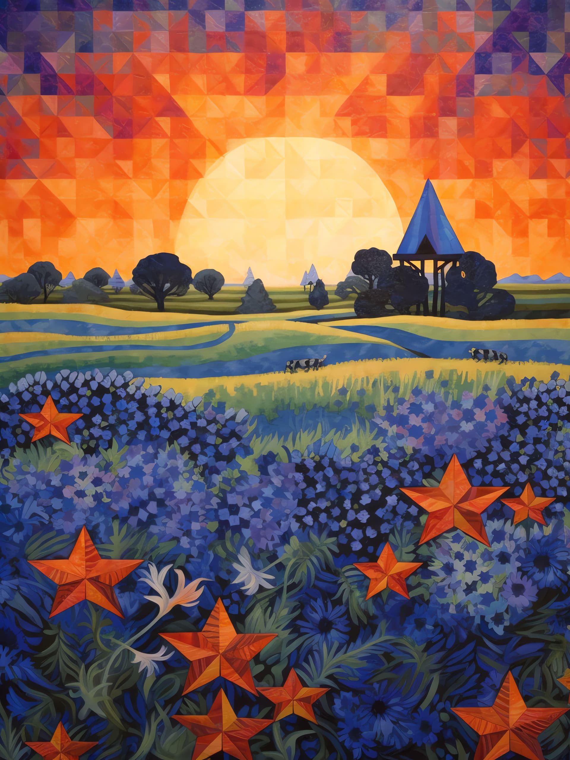 Starry Field Sunset - Pro phone wallpaper